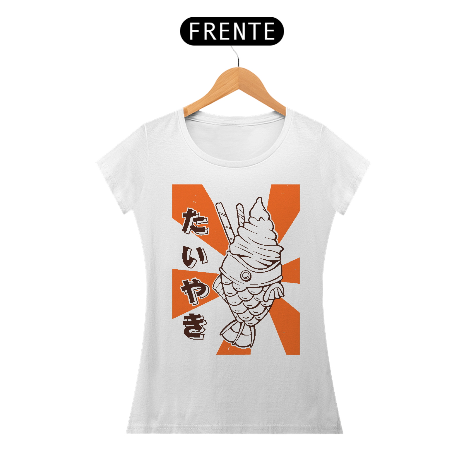 Camiseta Feminina Taiyaki Gelado Estampa Japonesa 