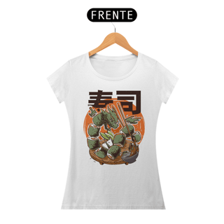 Camiseta Feminina Sushi do Dragão Lendário Estampa Japonesa 
