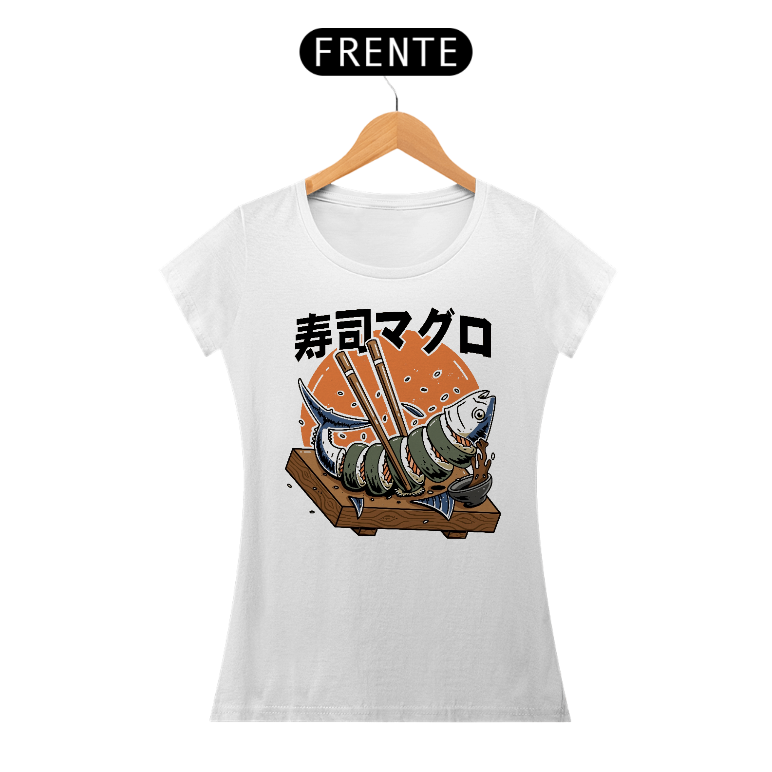 Camiseta Feminina Sushi Atum Estampa Japonesa