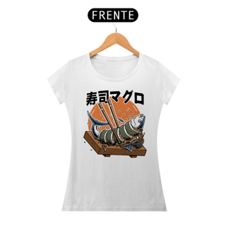 Camiseta Feminina Sushi Atum Estampa Japonesa