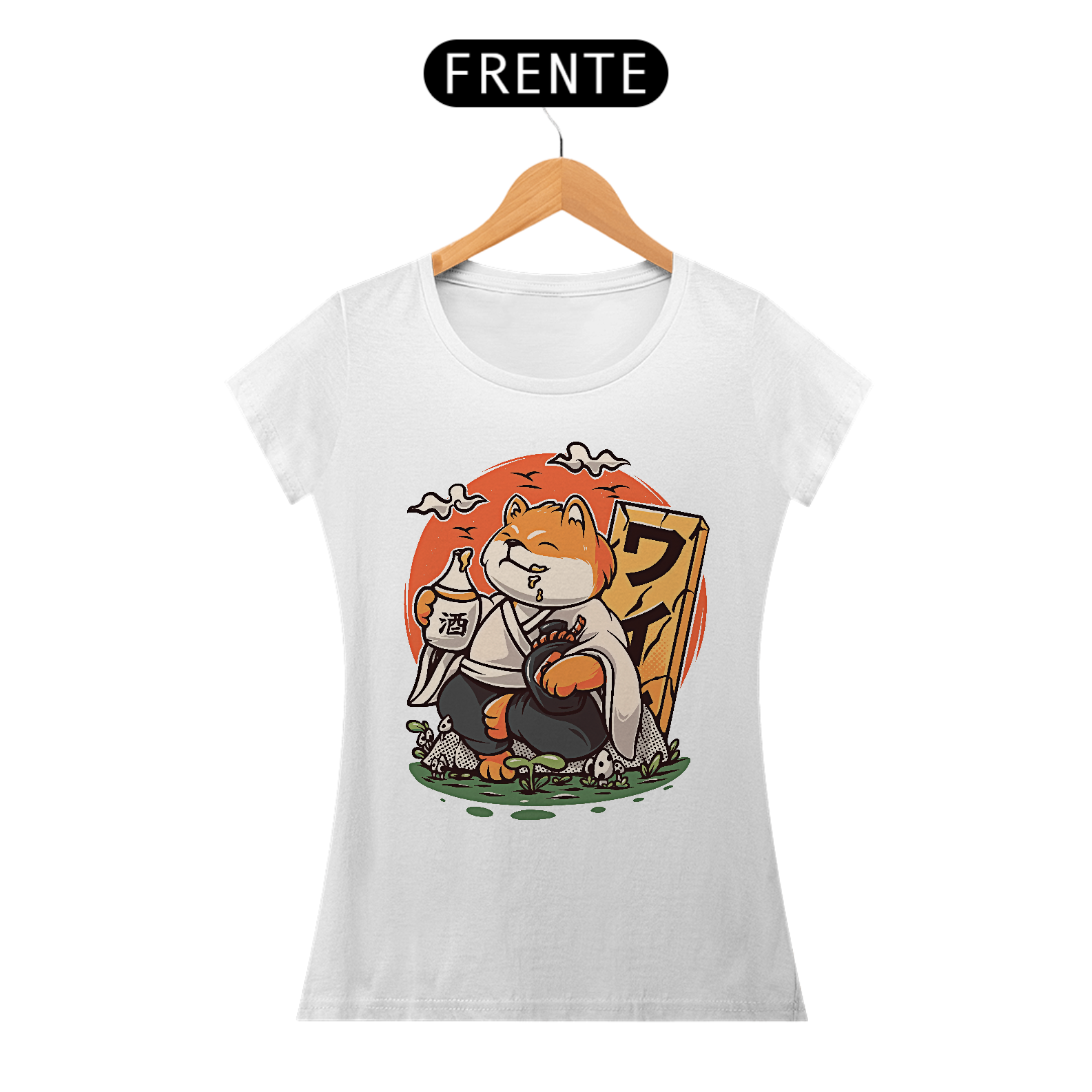 Camiseta Feminina Shiba no Sake Estampa Japonesa 
