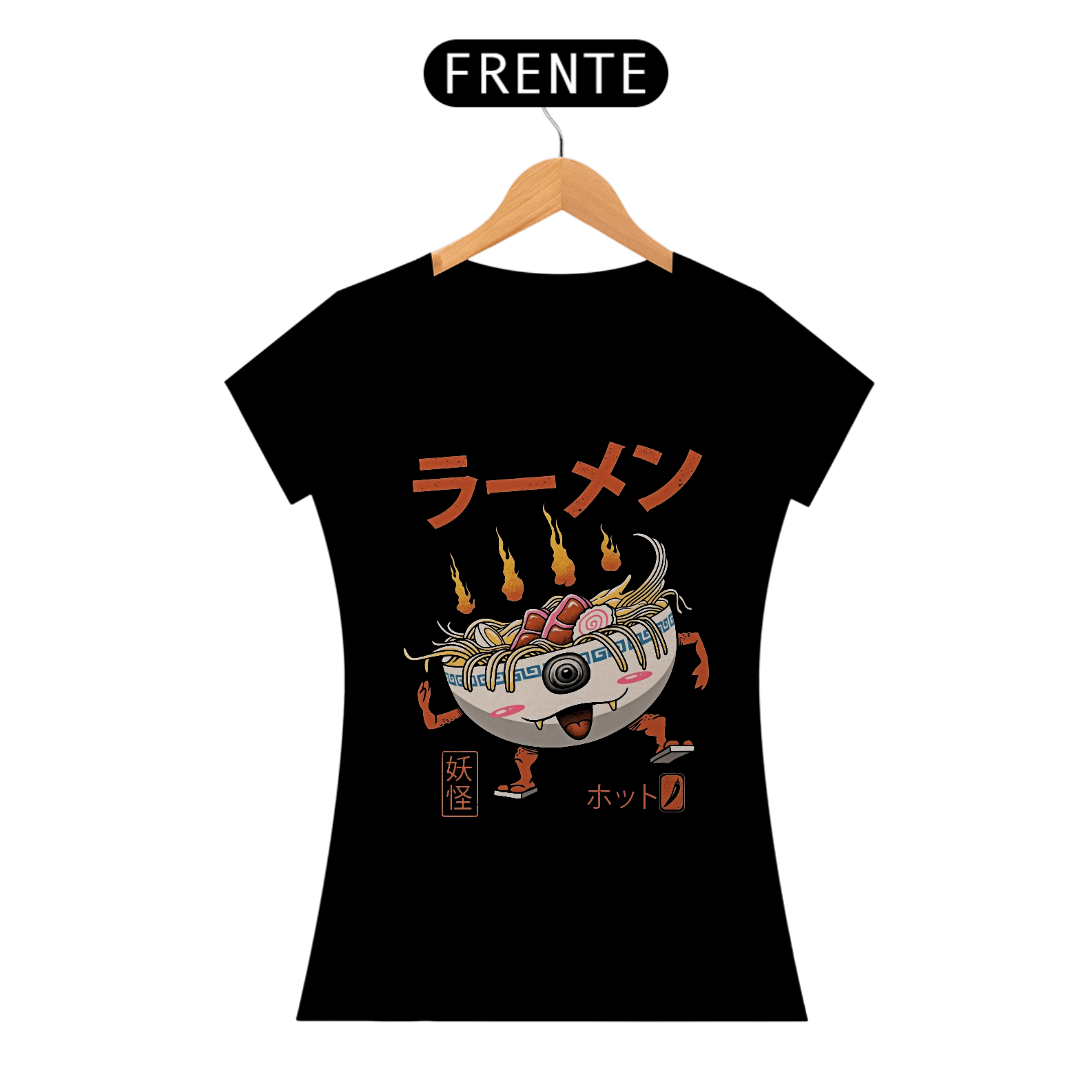 Camiseta Feminina Lámen Yokai Estampa Japonesa