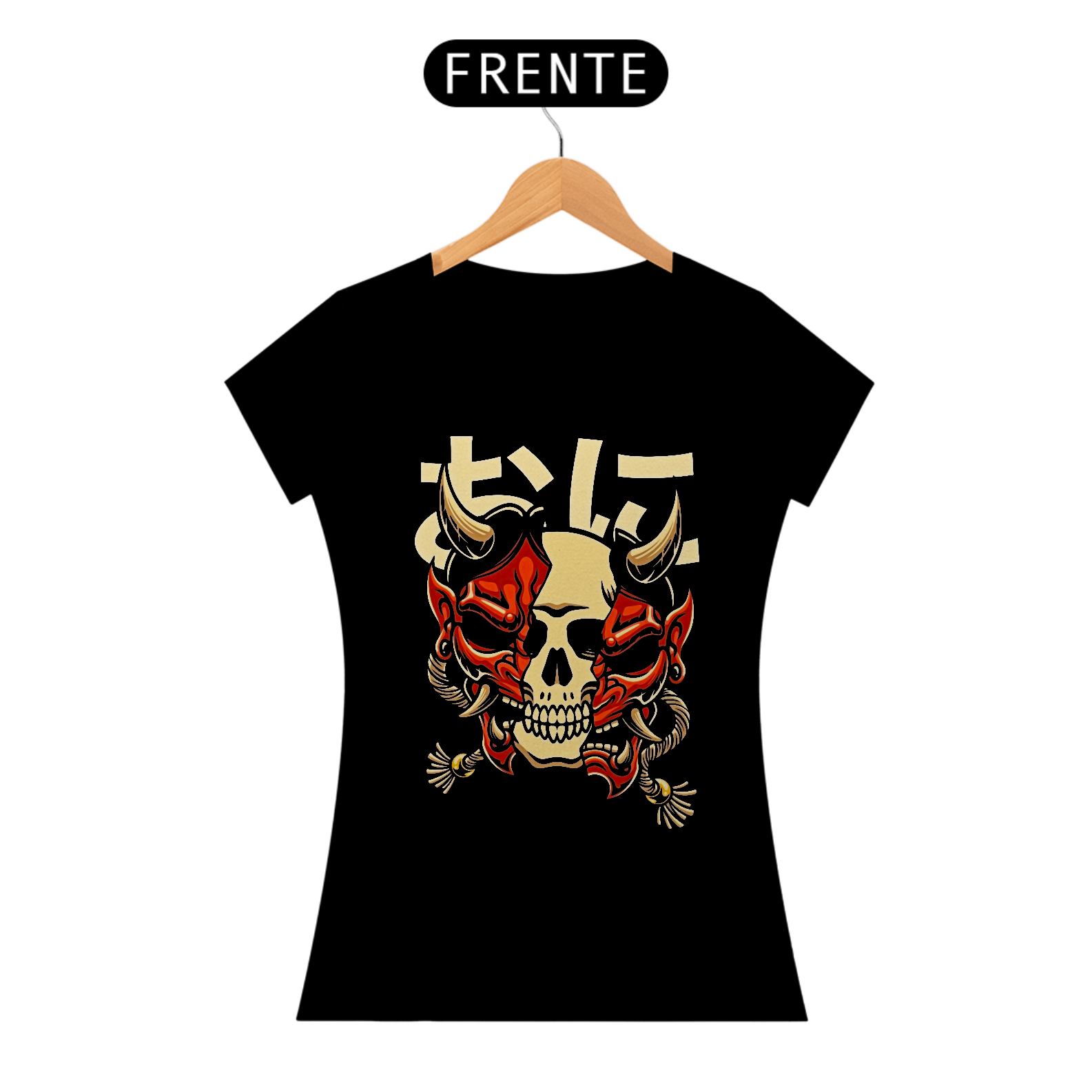 Camiseta Feminina Hannya Caveira Estampa Japonesa 
