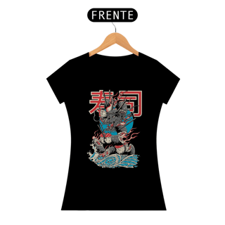 Camiseta Feminina Dragão Sushi Estampa Japonesa 