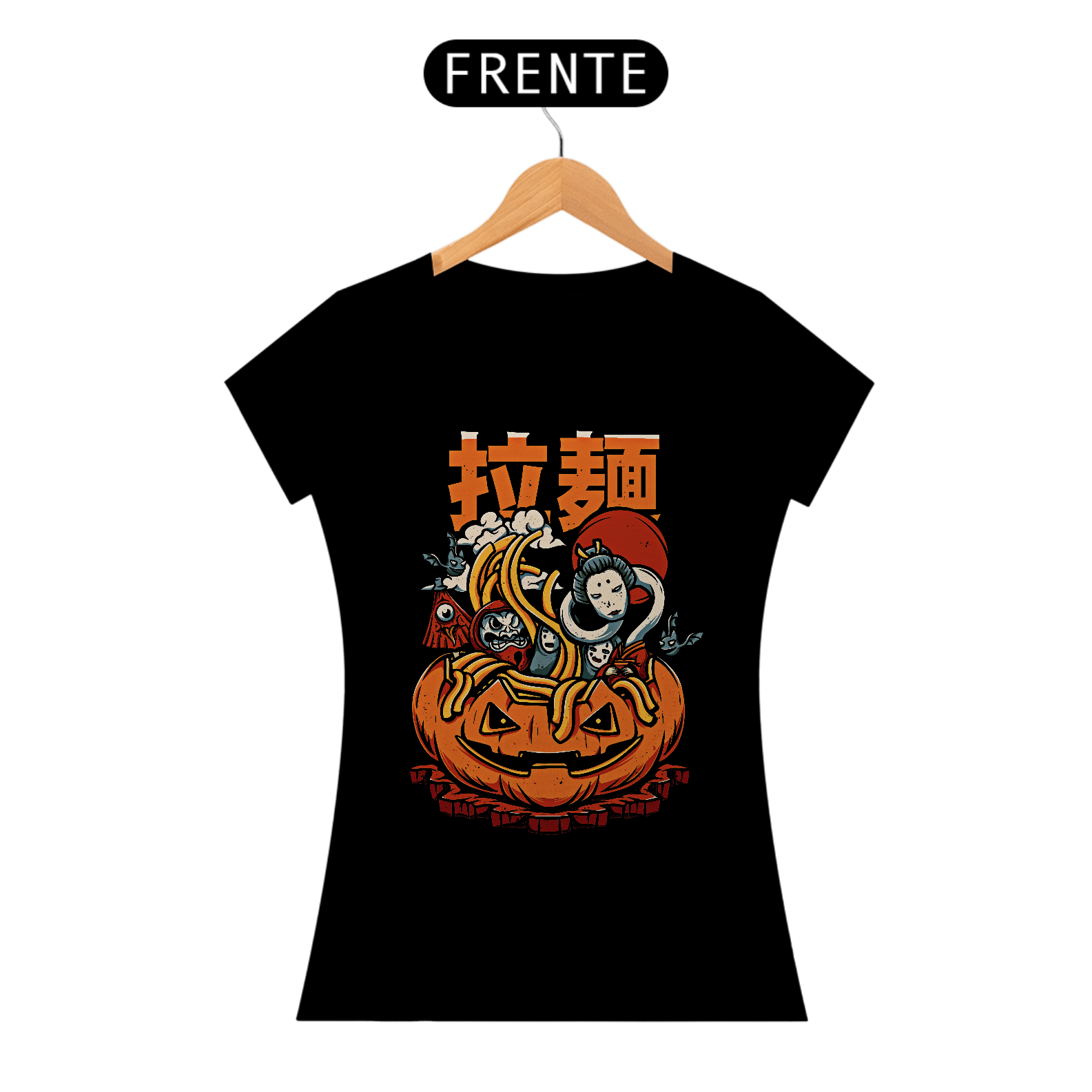 Camiseta Feminina Lamen Macabro Estampa Japonesa 