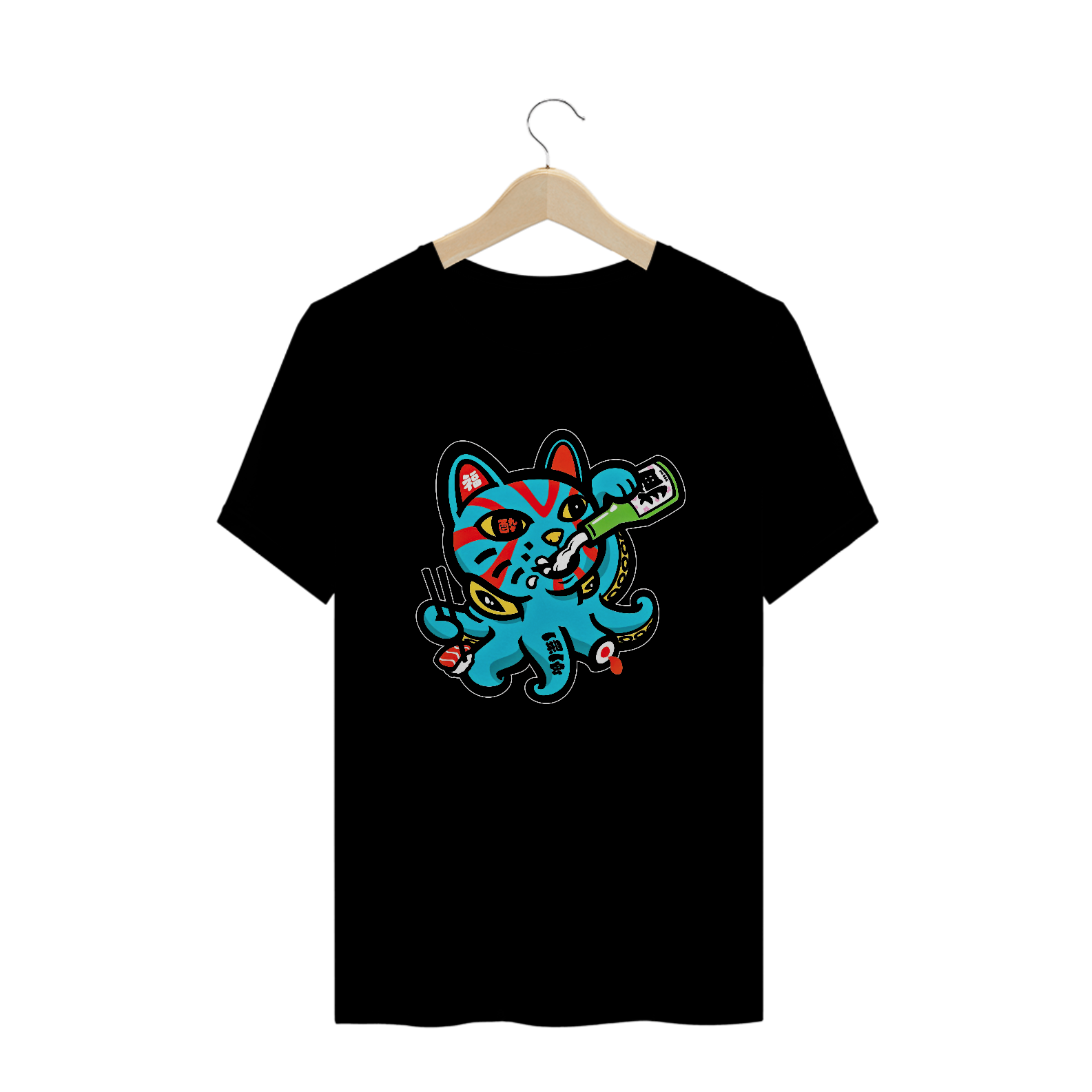 Camiseta Plus Size Saquê Neko-Tako Estampa Japonesa