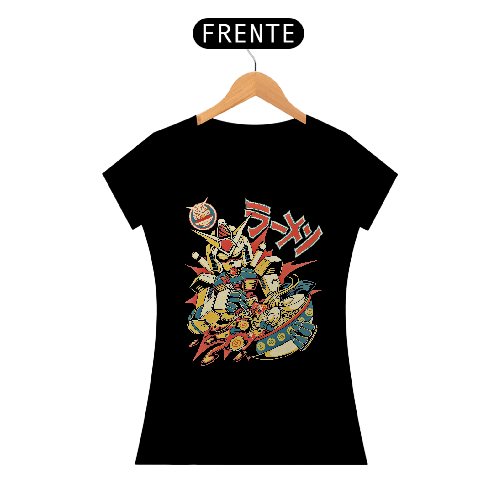 Camiseta Feminina Mecha Lámen Suit Estampa Japonesa 