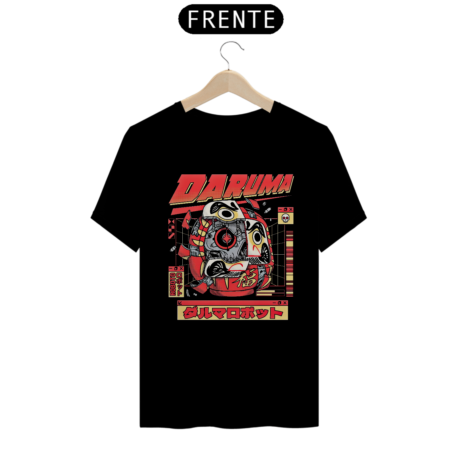Nome do produto: Camiseta Daruma Robô Estampa Japonesa 