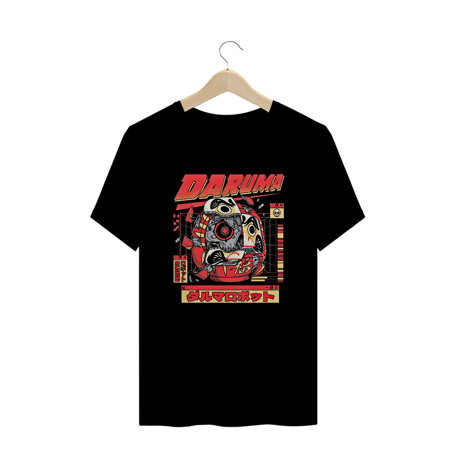 Camiseta Plus Size Daruma Robô Estampa Japonesa 