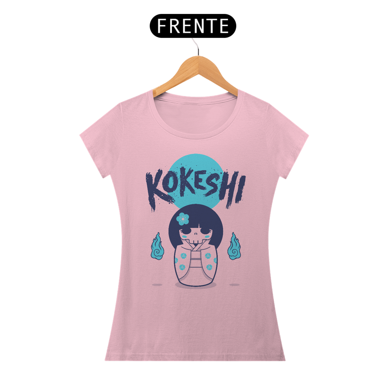 Camiseta Feminina Kokeshi Estampa Japonesa