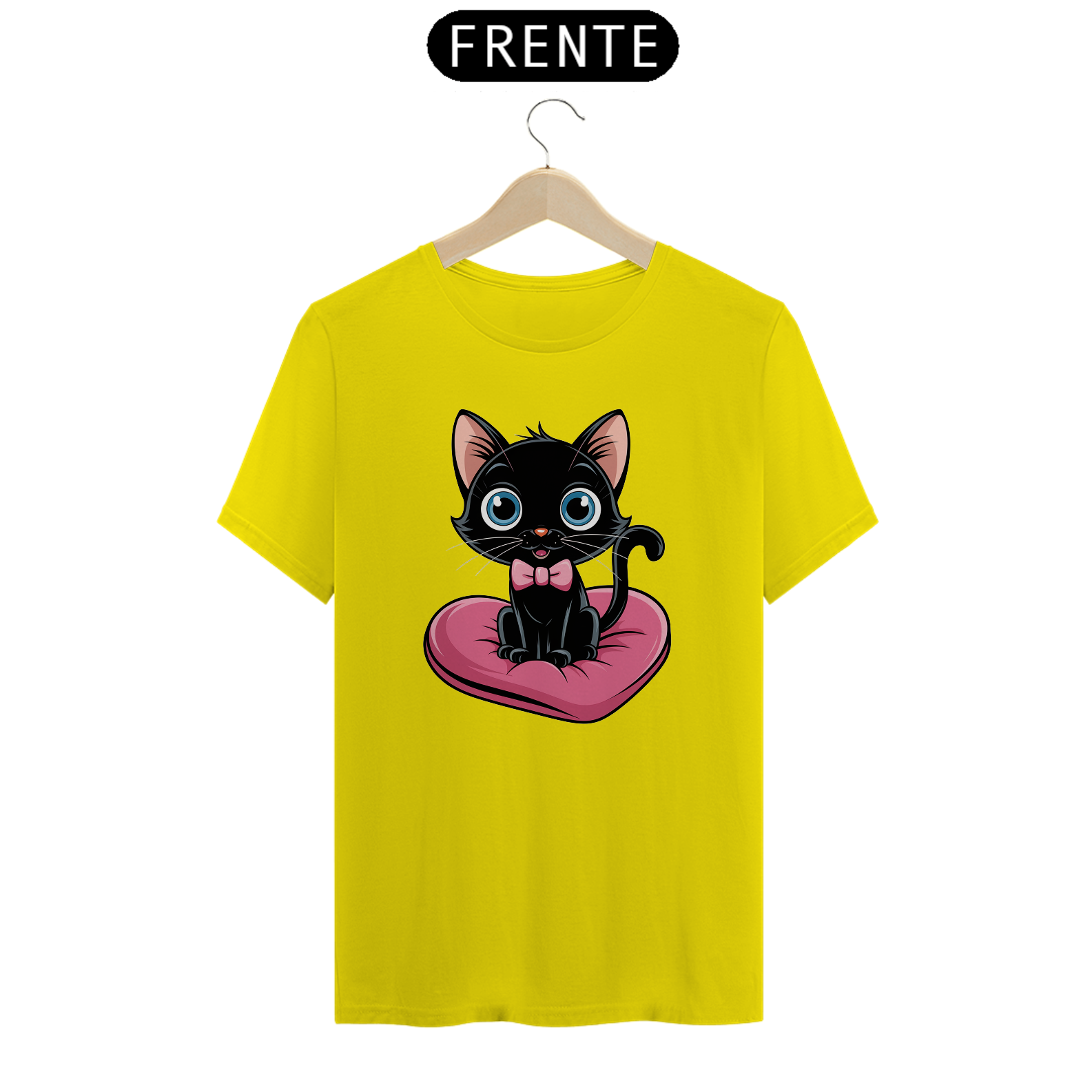 Nome do produto: T-Shirt Quality Estampa Gato Preto Almofada