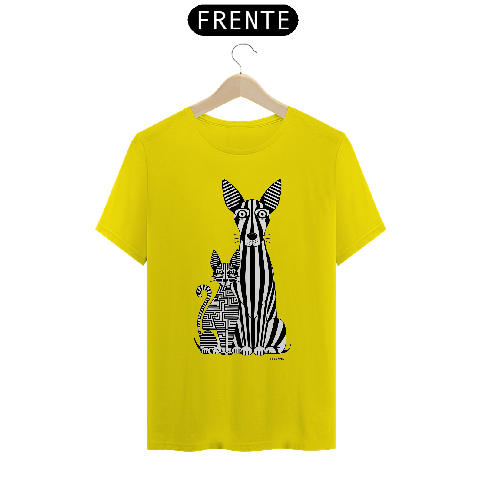 Nome do produto: T-Shirt Quality Estampa Gato e Cão Linhas