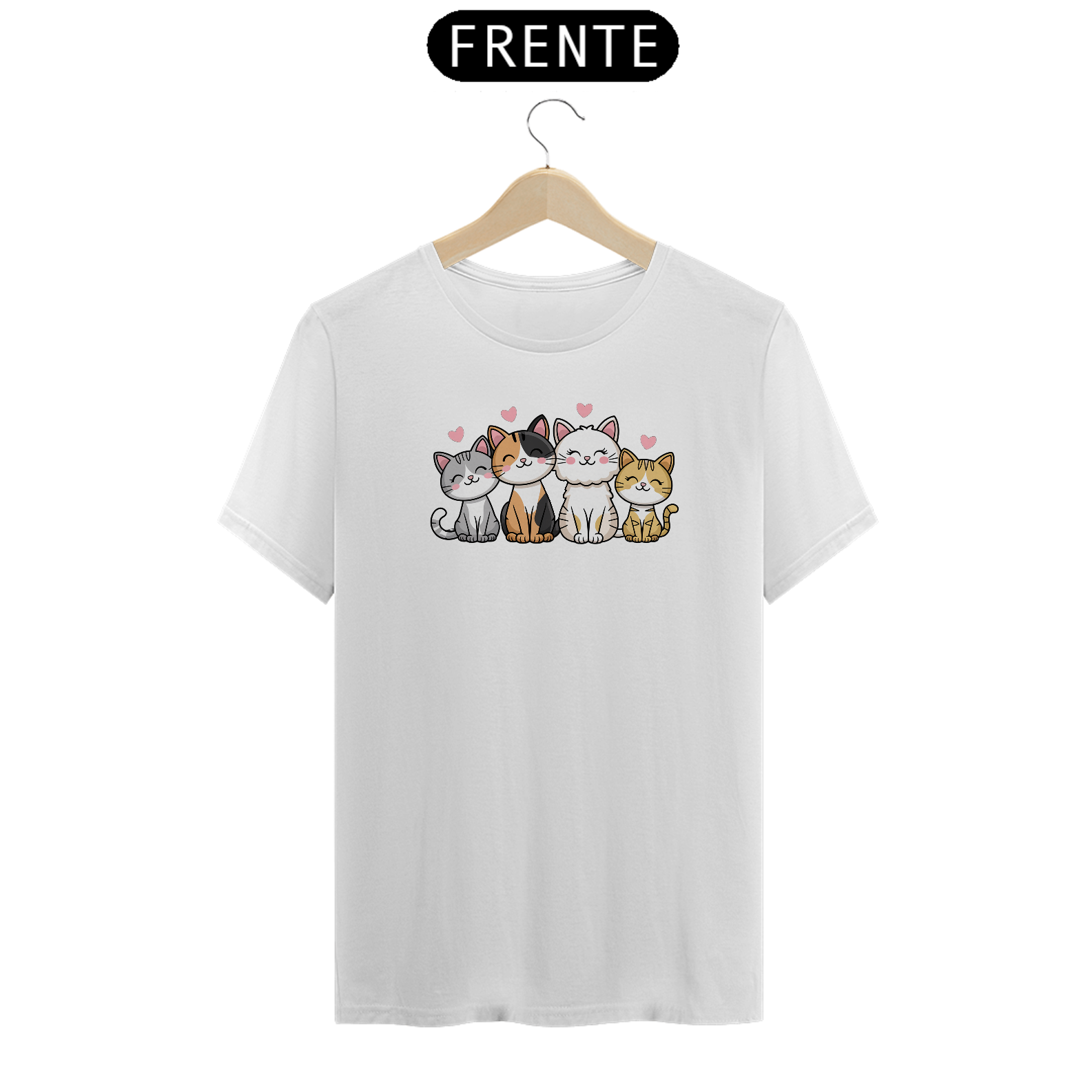 Nome do produto: T-shirt Classic com Estampa de quatros Gatos