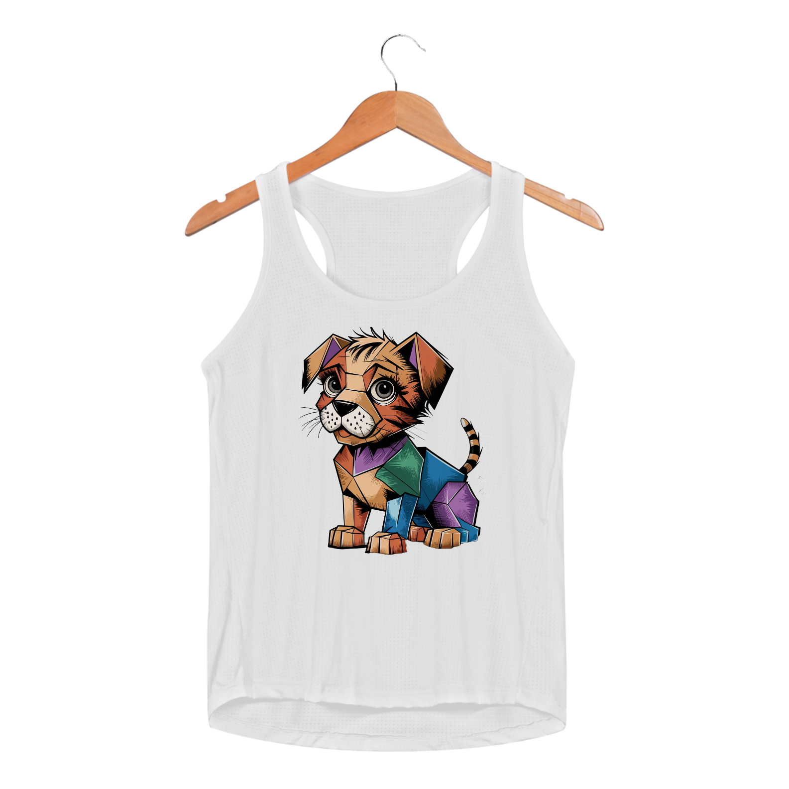 Nome do produto: Regata Feminina Sport Dry UV Estampa Gato Cubismo