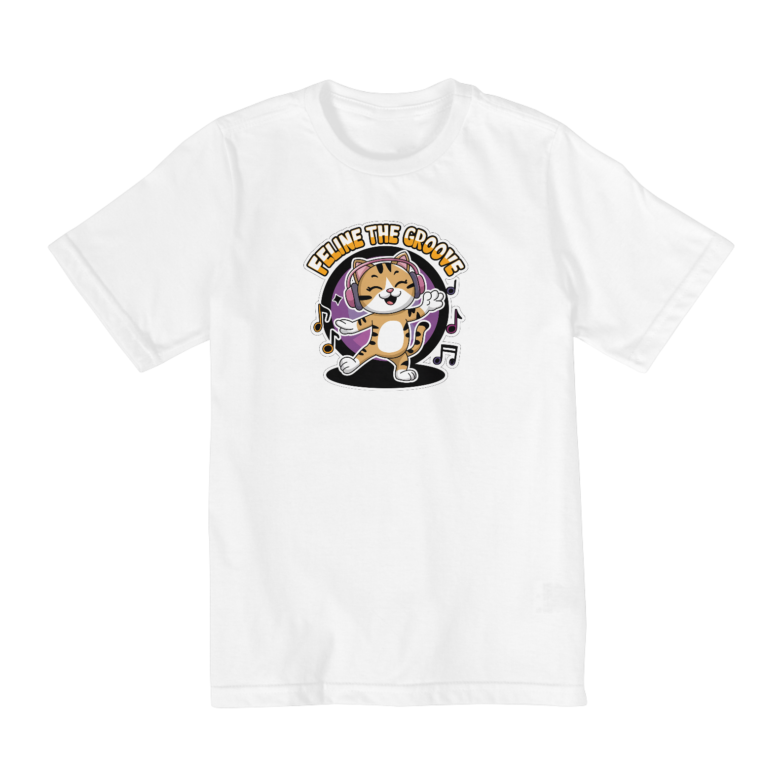 Nome do produto: Quality Infantil  Camiseta 10-14 anos Estampa Gato ouvindo música