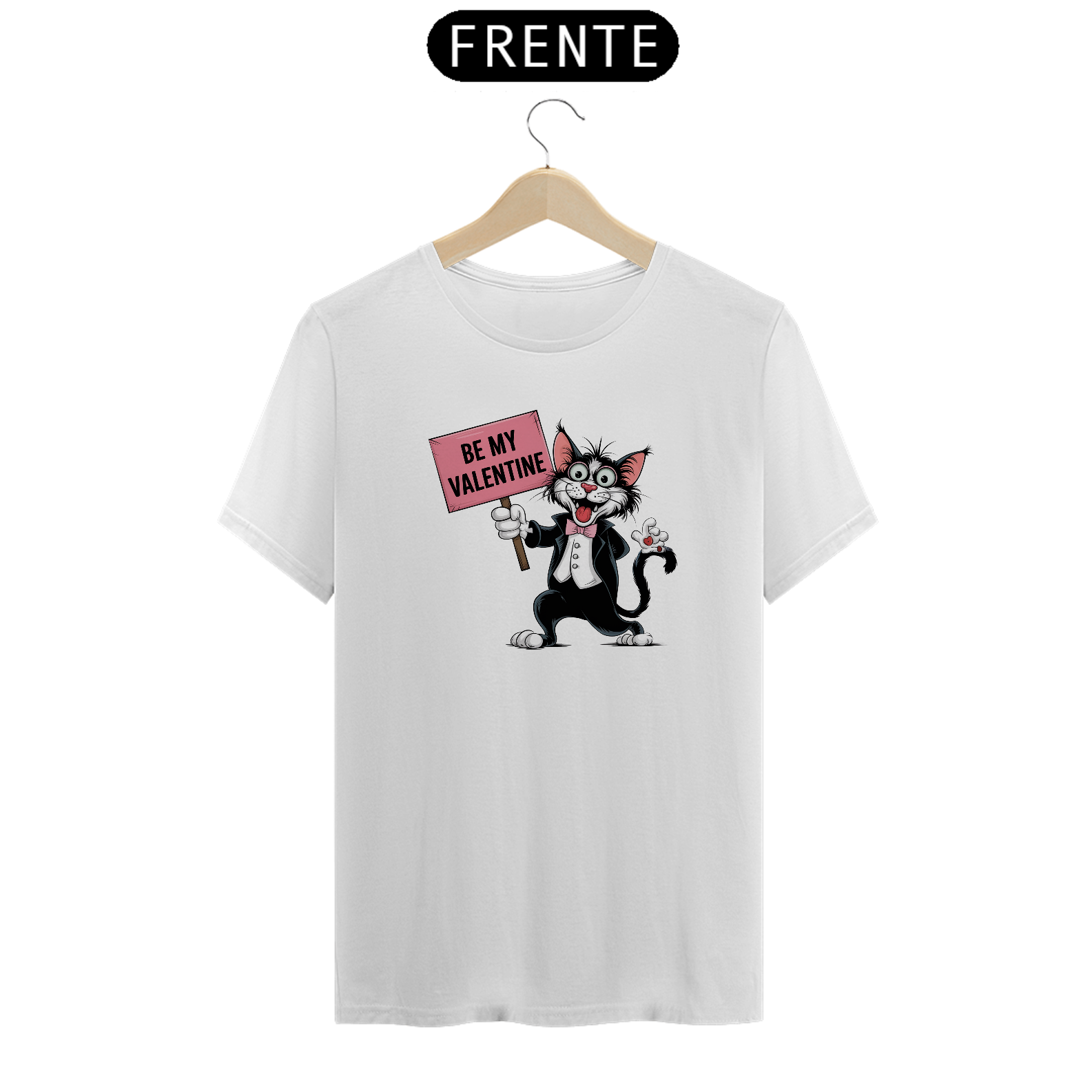 Nome do produto: T-Shirt Quality com estampa de Gato Preto expressão maluca. 
