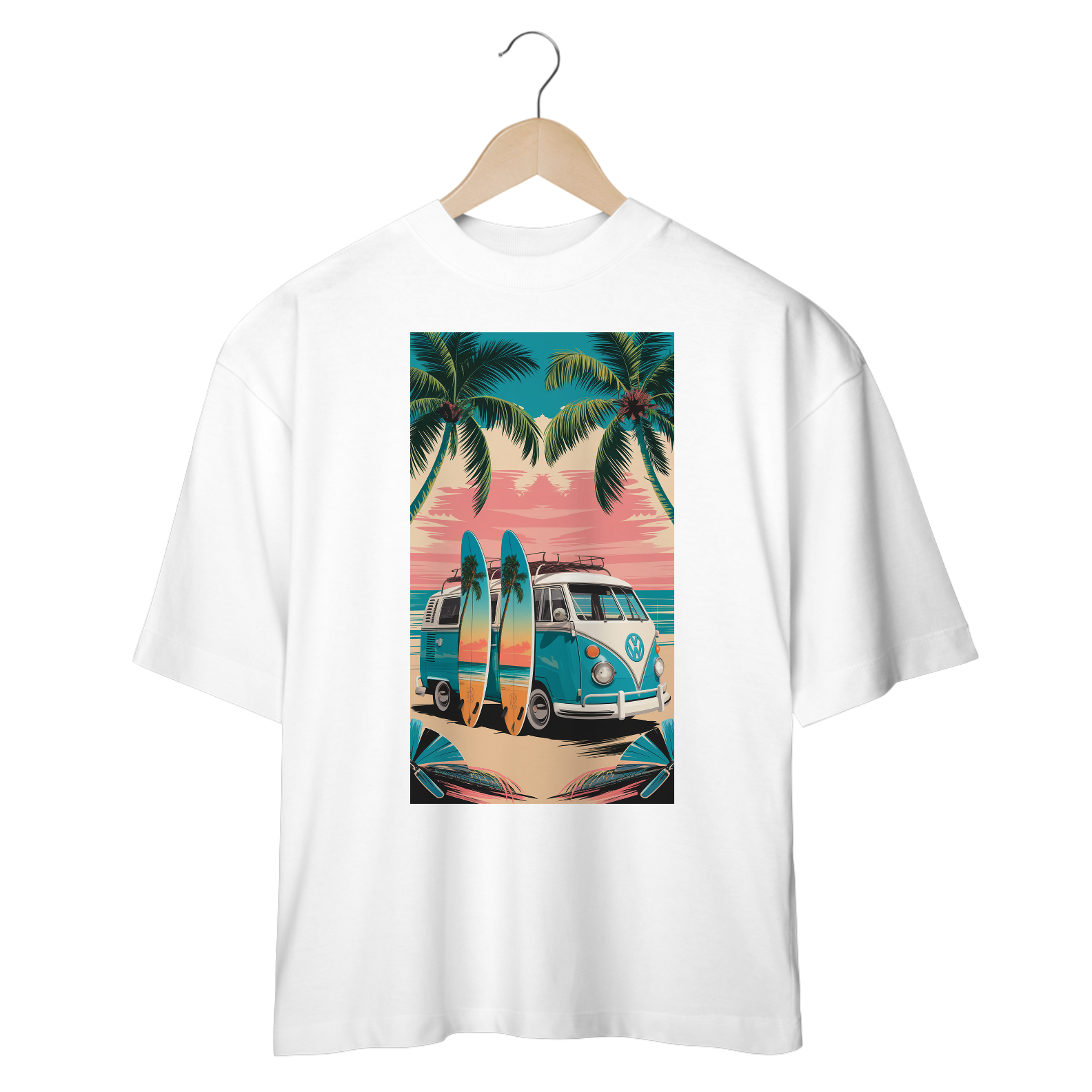 Nome do produto:  Camiseta Oversized Estampa Surf Praia