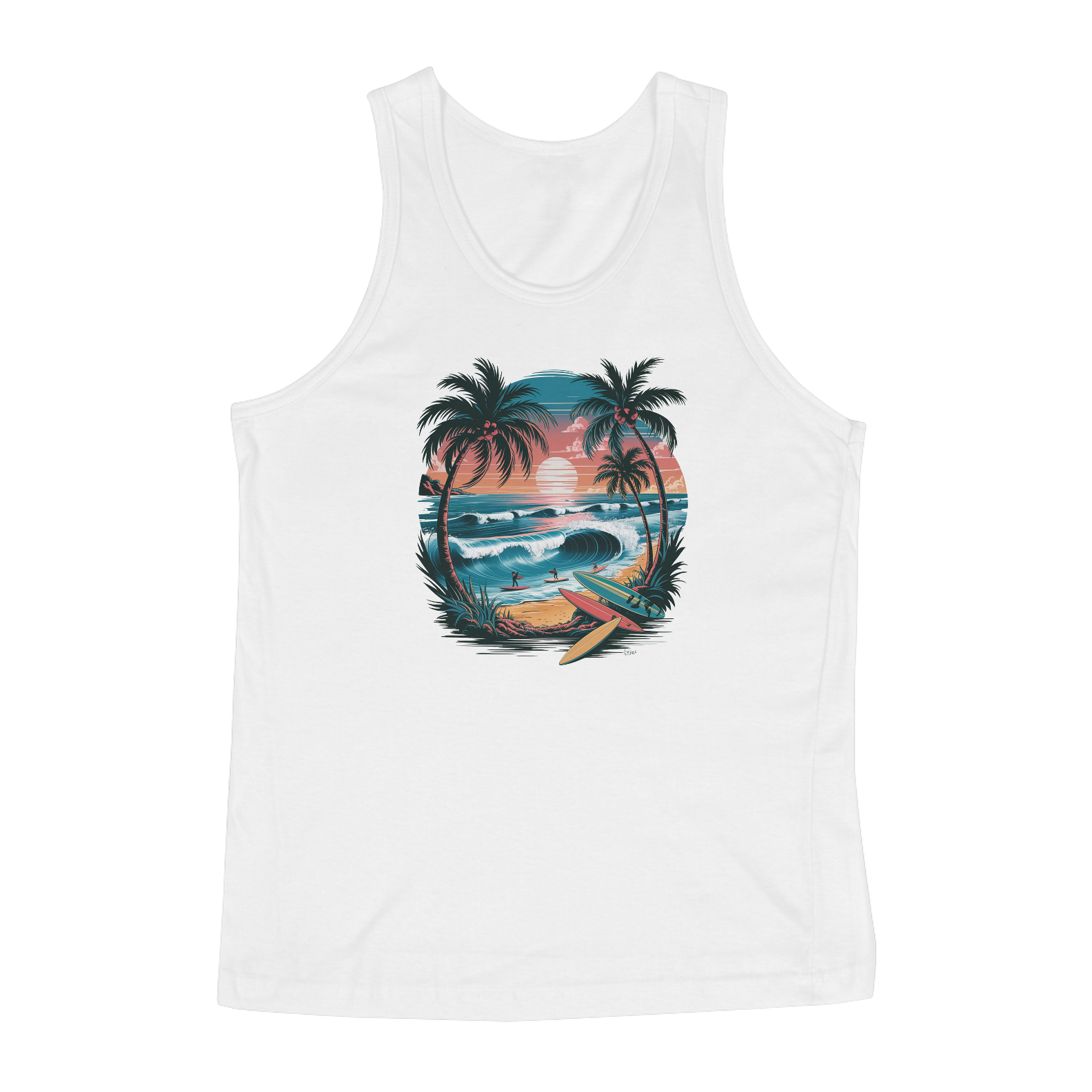 Nome do produto: Regata Masculina Quality Estampa Surf  Praia Sol Palmeiras