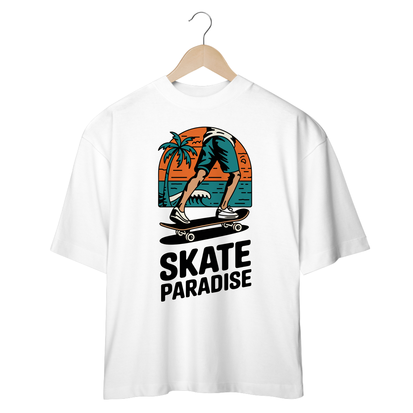 Nome do produto: Camiseta Oversized Estampa Skate Paradise