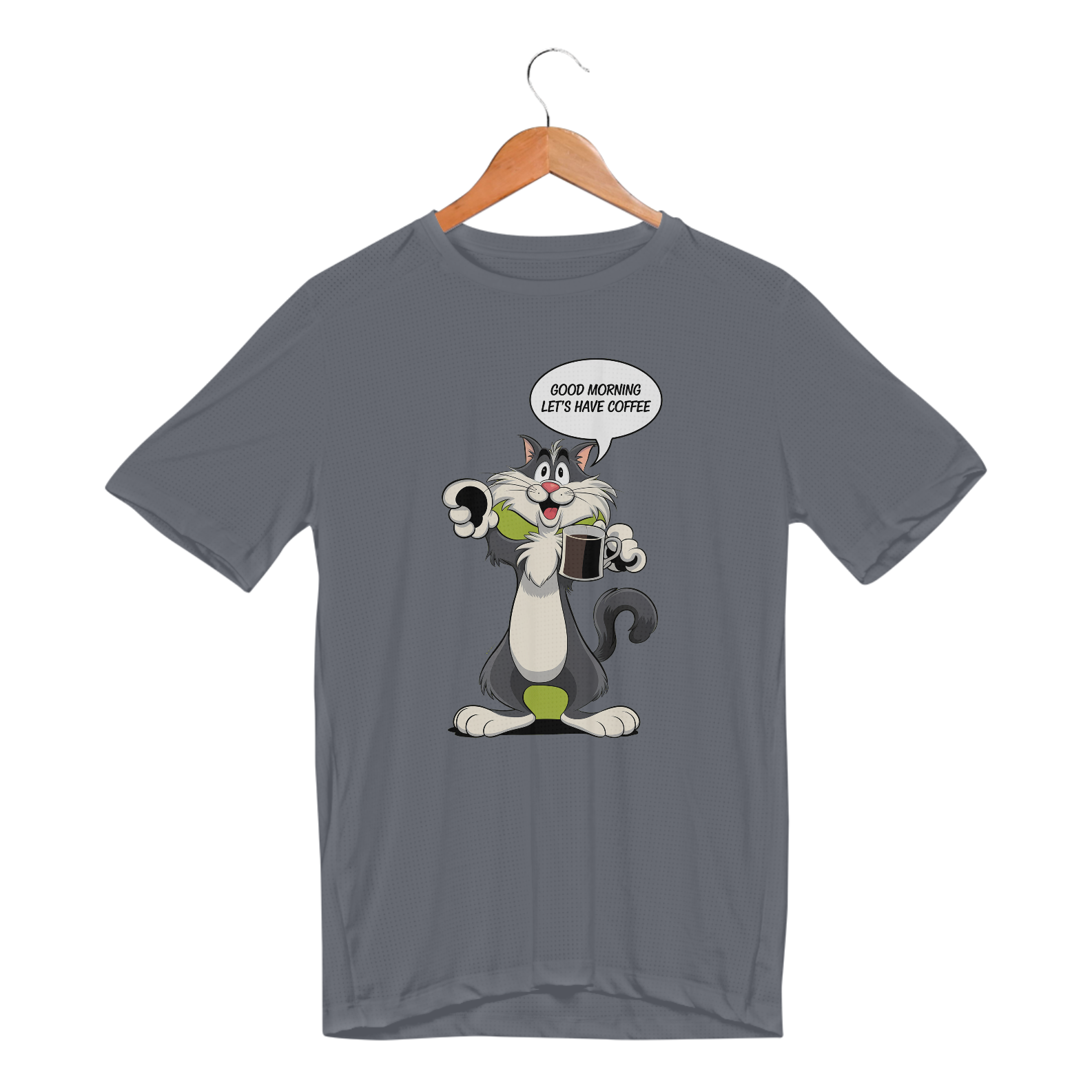 Nome do produto: Camiseta Sport Dry UV Estampa Bom-dia Gato Preto Café 