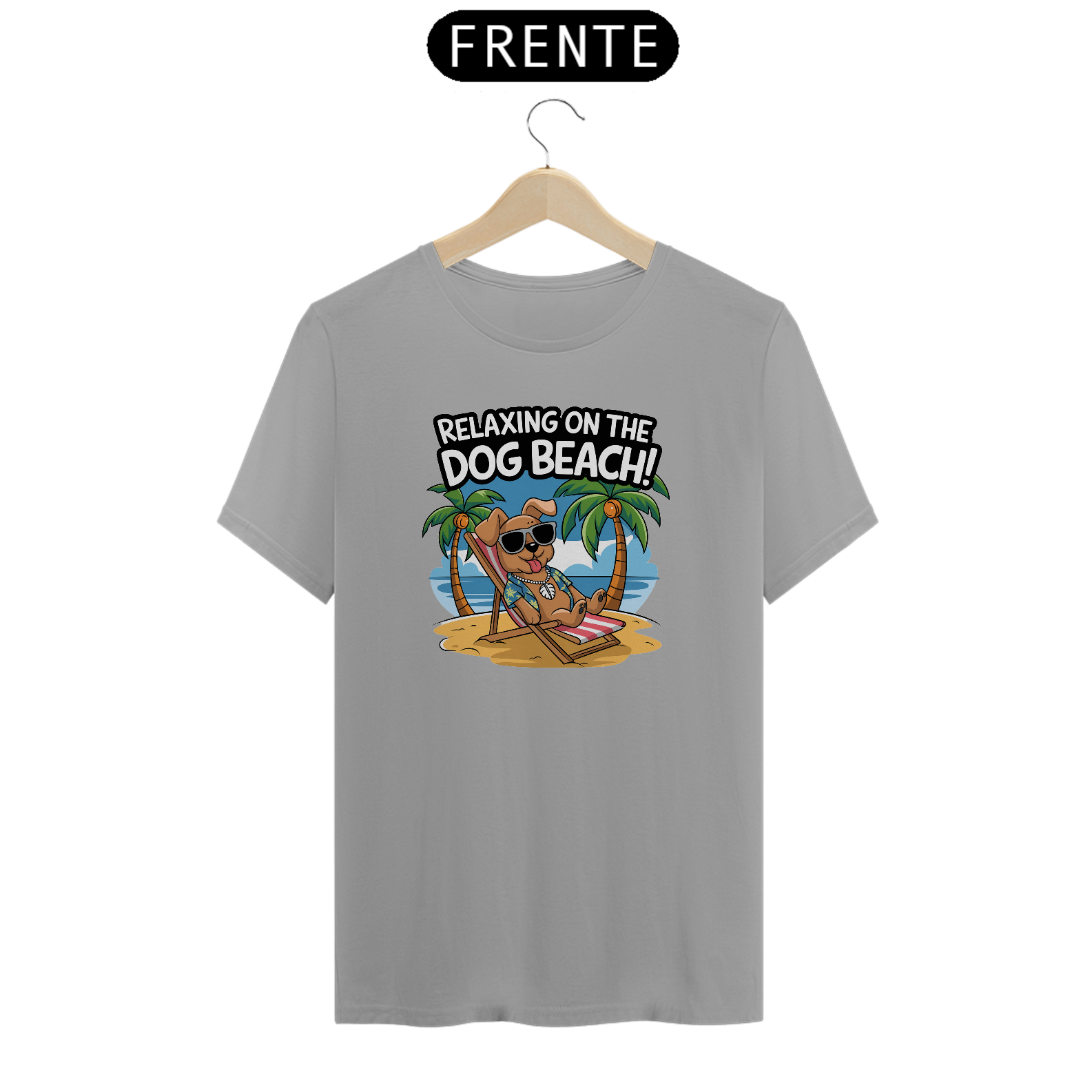 Nome do produto: T-Shirt Quality Estampa Cao na Praia Relax