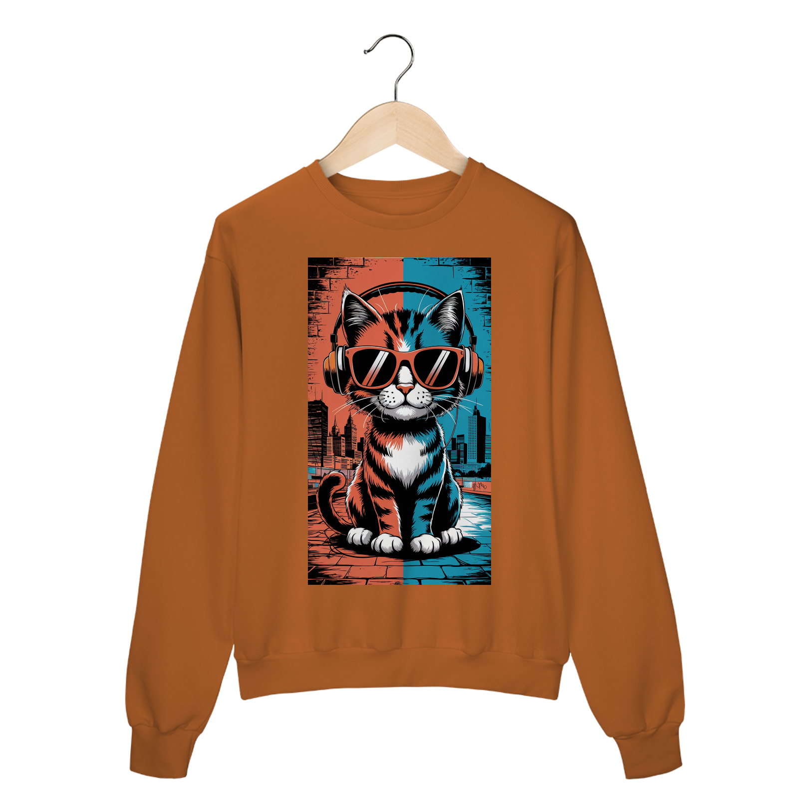 Nome do produto: Moletom Fechado Estampa Gato POP