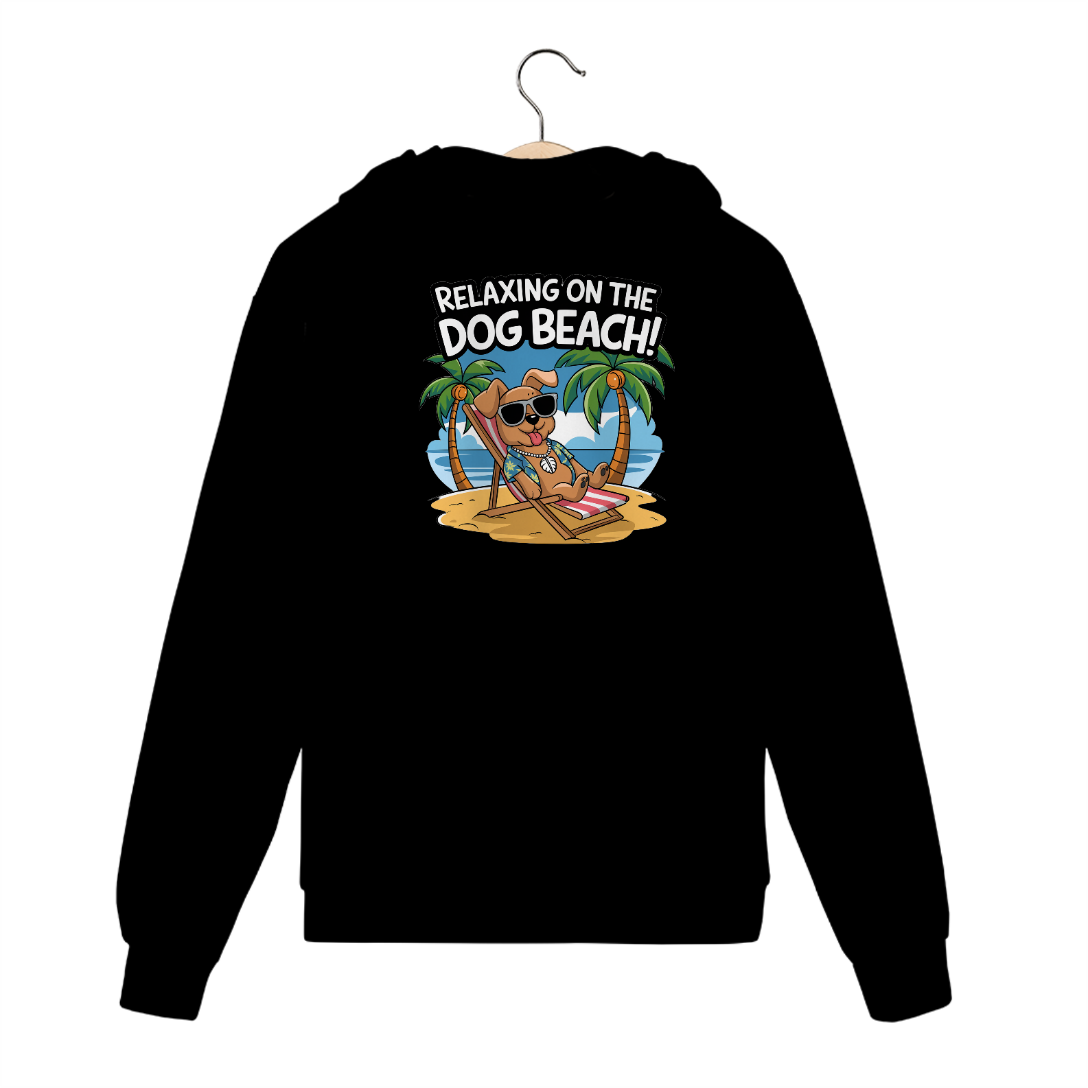 Nome do produto: Moletom com Ziper, Boloso e Capuz Estampa Cao na Praia Relax