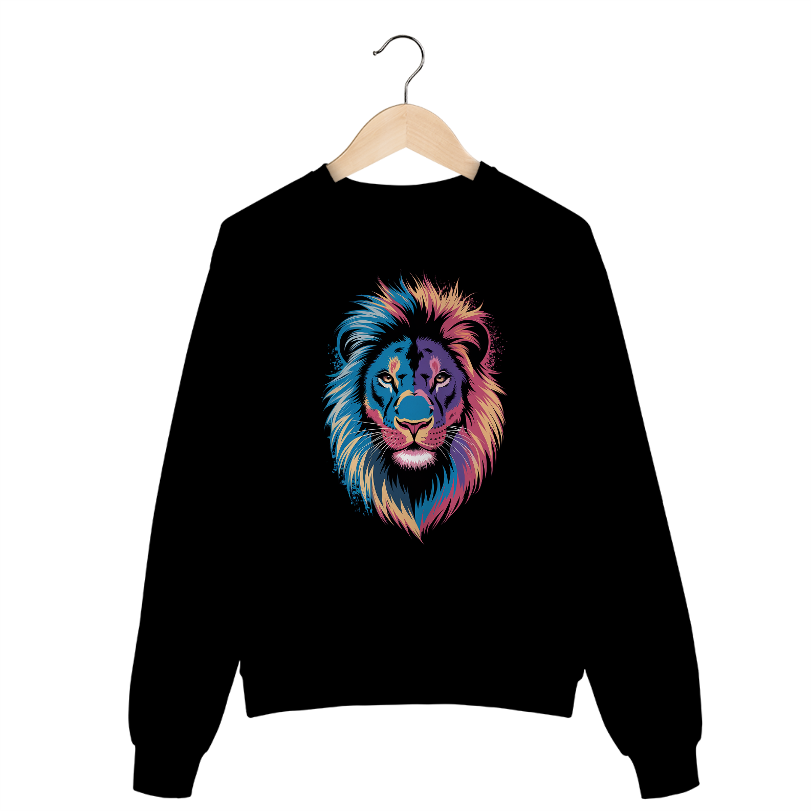 Nome do produto: Moletom Fechado Estampa Leão Colorido