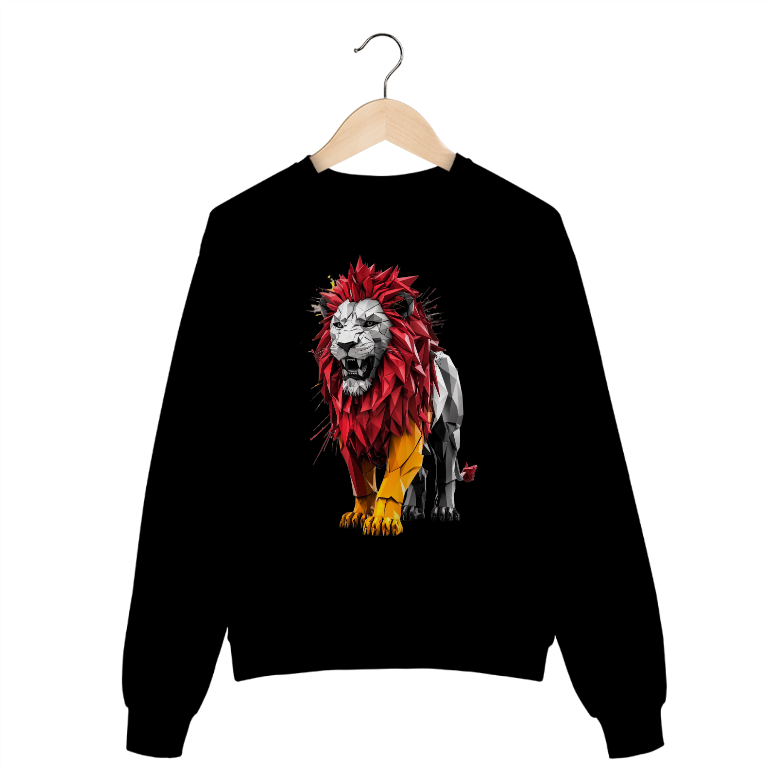 Nome do produto: Moletom Fechado Estampa Leão Geometria 