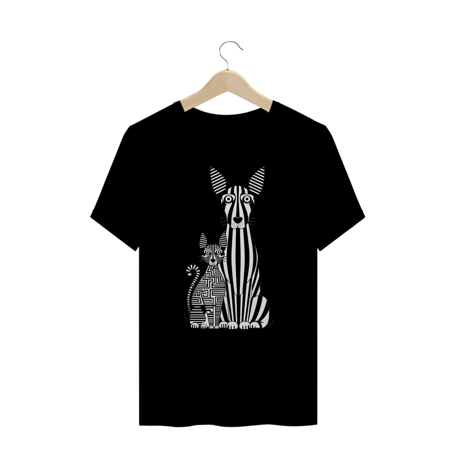 Nome do produto: T-Shirt Plus Size Estampa Gato Cachorro Linhas