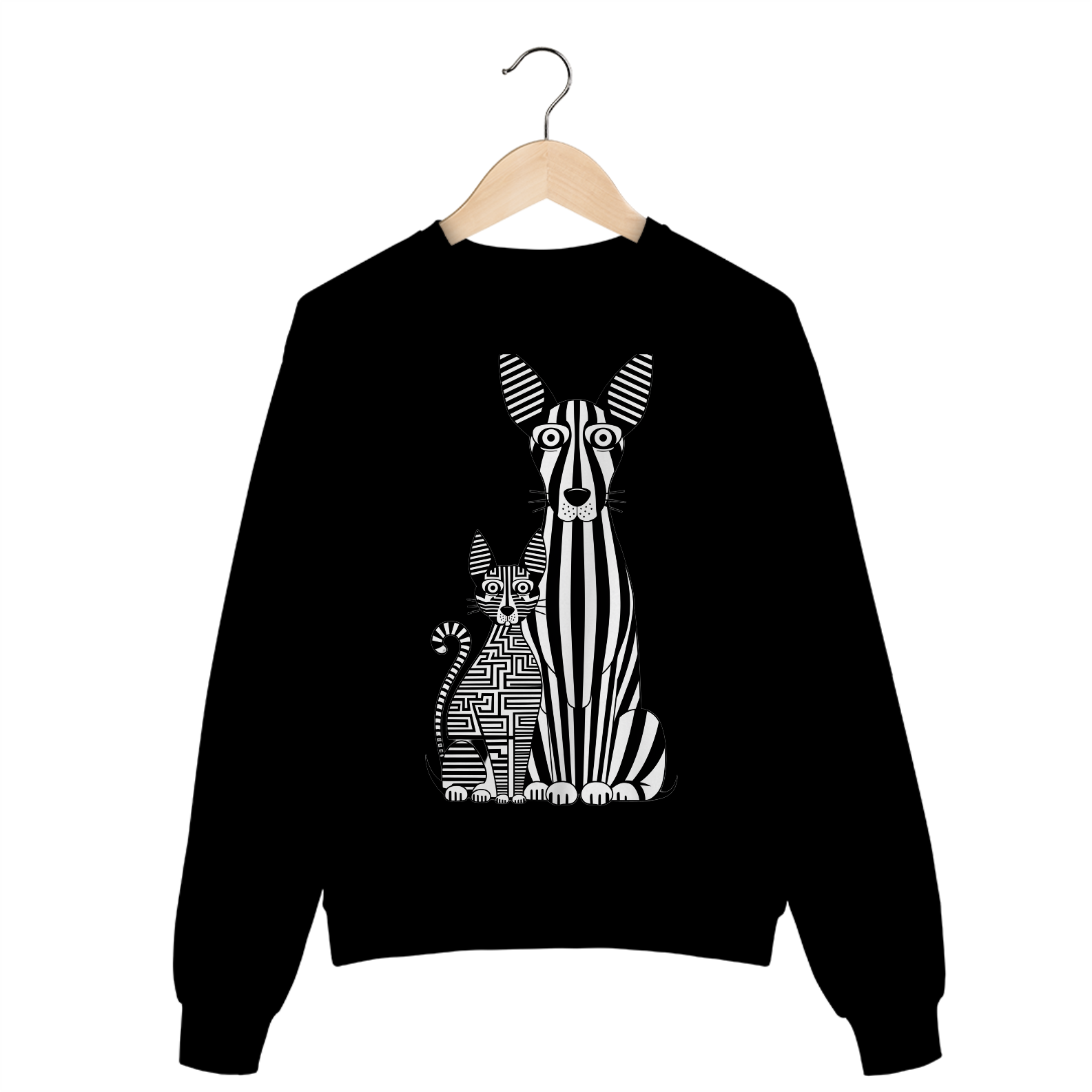 Nome do produto: Moletom Fechado Estampa Gato Cachorro Lista