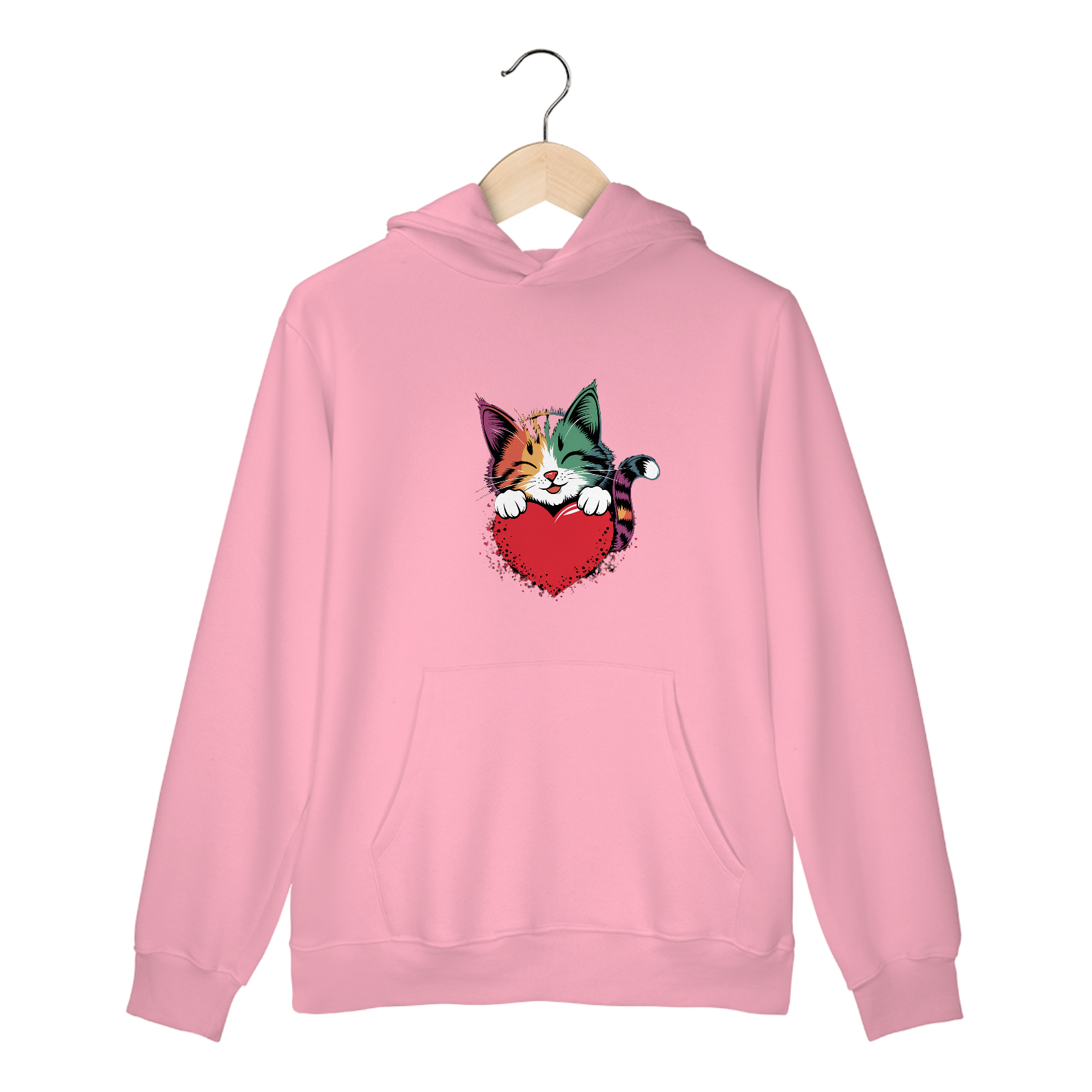 Nome do produto: Moletom Canguru com Bolso e Capuz Estampa  Coracao Namorados