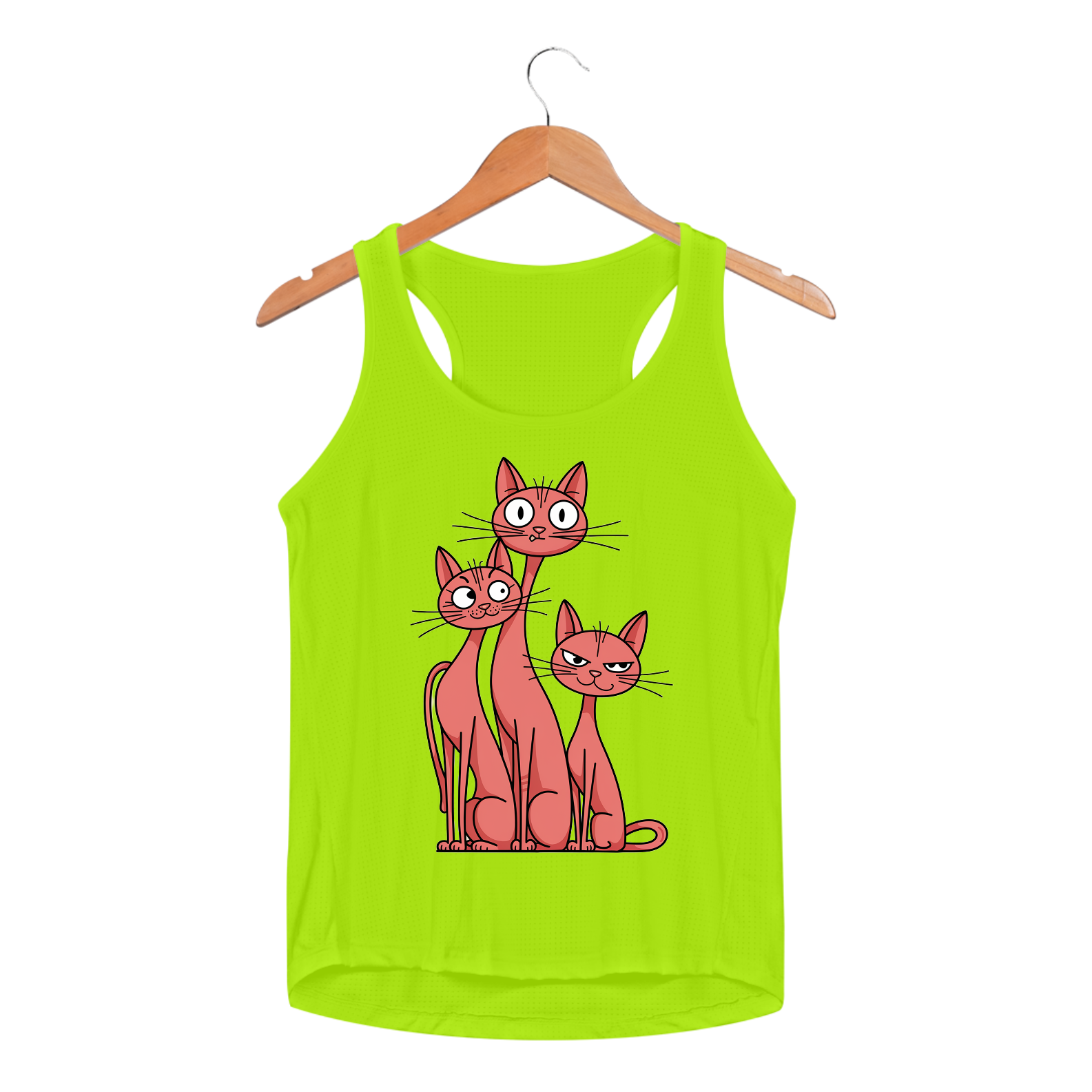 Nome do produto: Regata Feminina Sport Dry UV estampa 3 gatos esbeltos laranja