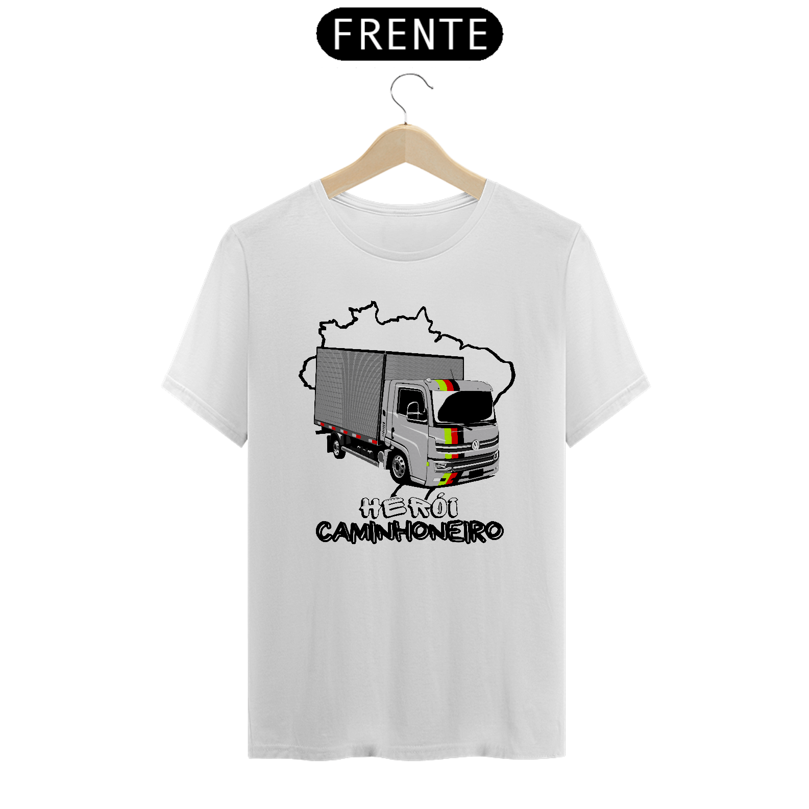 Nome do produto: Camiseta Herói Caminhoneiro Baú 3/4