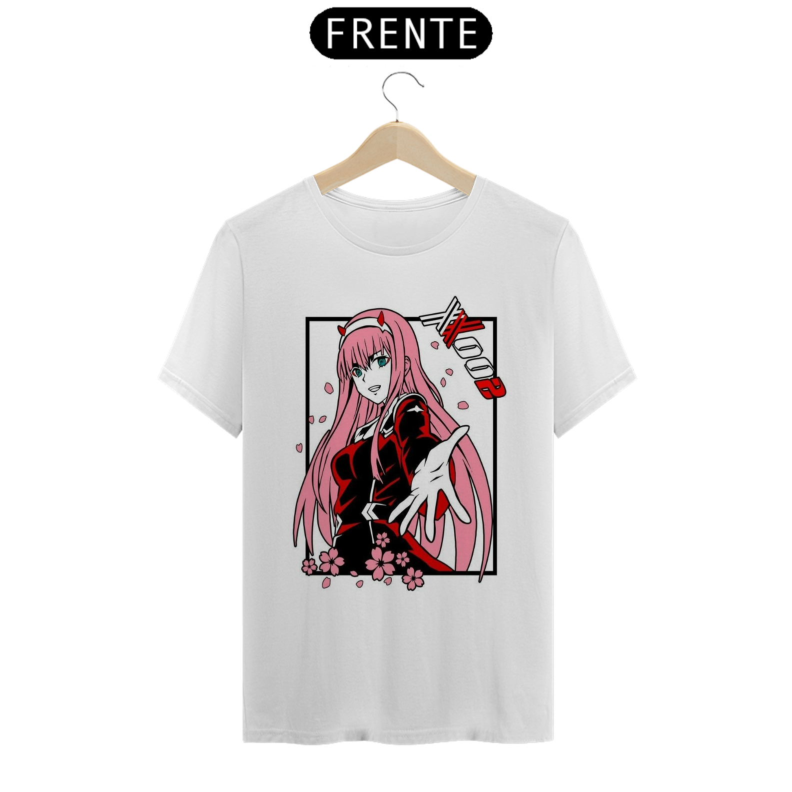 Nome do produto: Coleção de Camisetas Darling in the Franxx - Zero Two (Camiseta Branca)