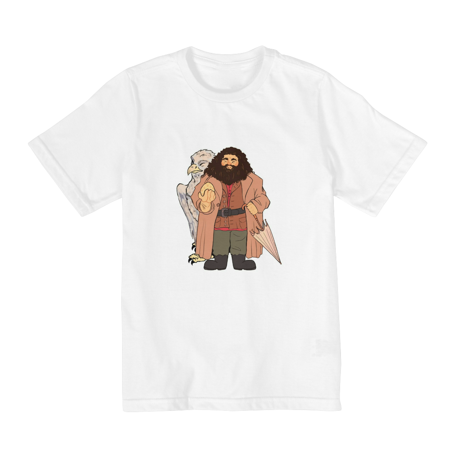 Nome do produto: Coleção Camisetas Filmes e Séries: Harry Potter Infantil - Rubeus Hagrid e Bicuço