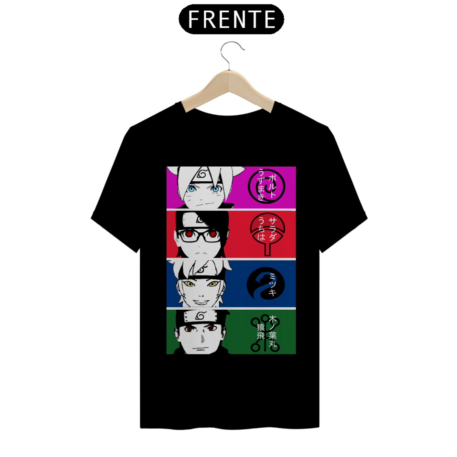 Nome do produto: Coleção de Camisetas Naruto Novo Time Sete