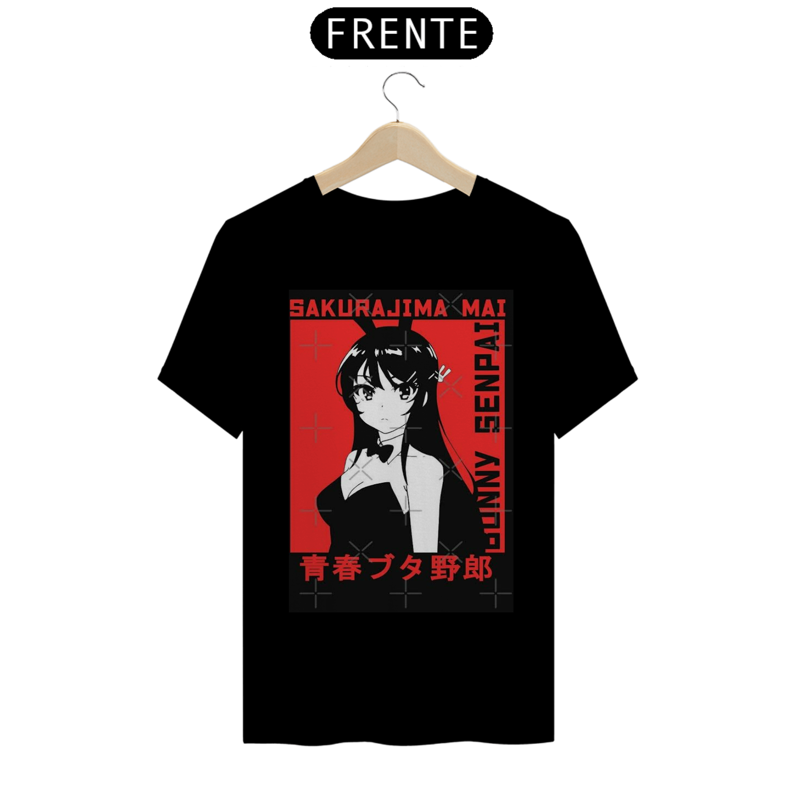 Nome do produto: Coleção de Camisetas Animes Variados - Seishun Buta Yarō wa Bunny Girl Senpai - Mai Sakurajima (Camiseta Preta 2)