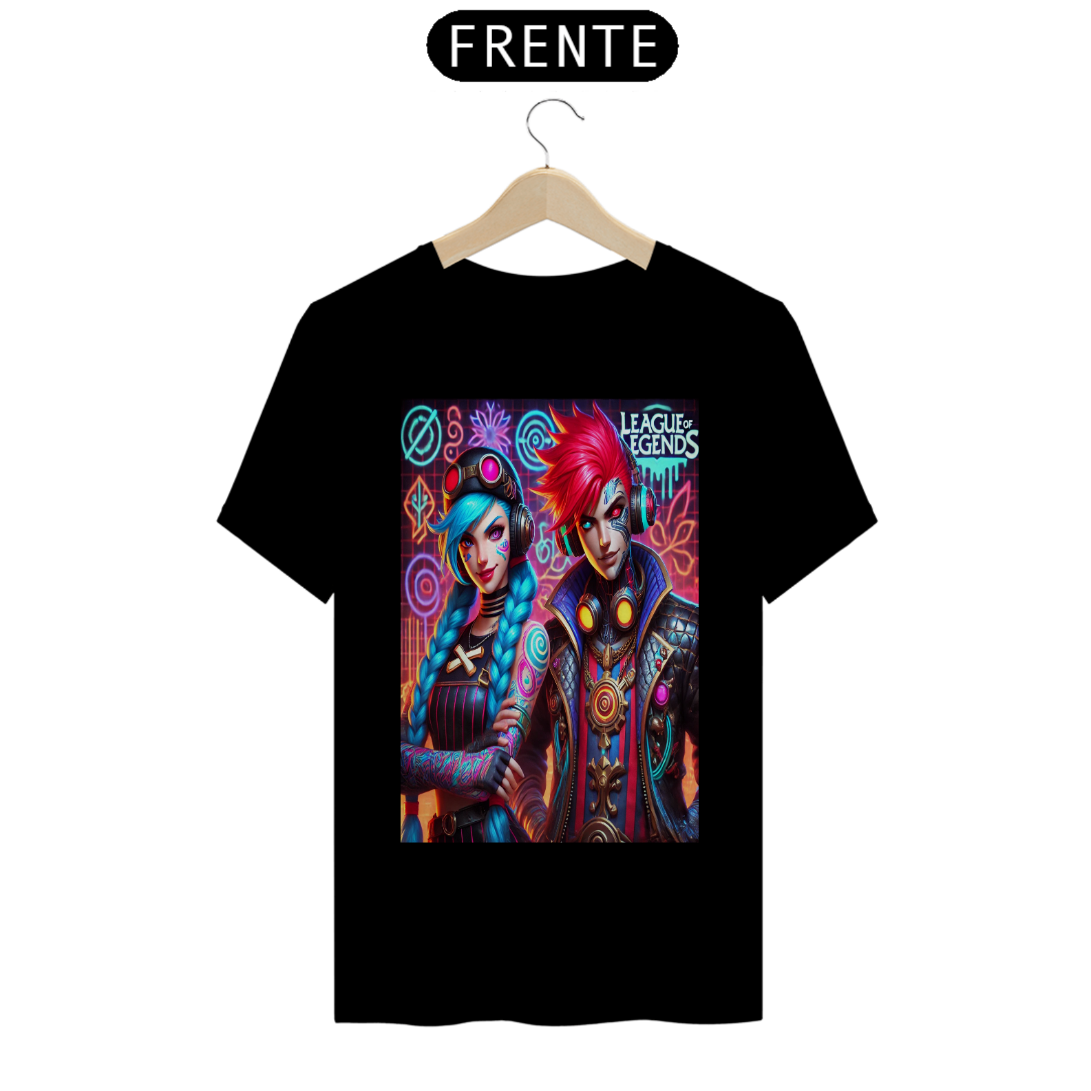 Nome do produto: Coleção de Camisetas League of Legends / Arcane - Jinx e Vi (Imagem exclusiva )