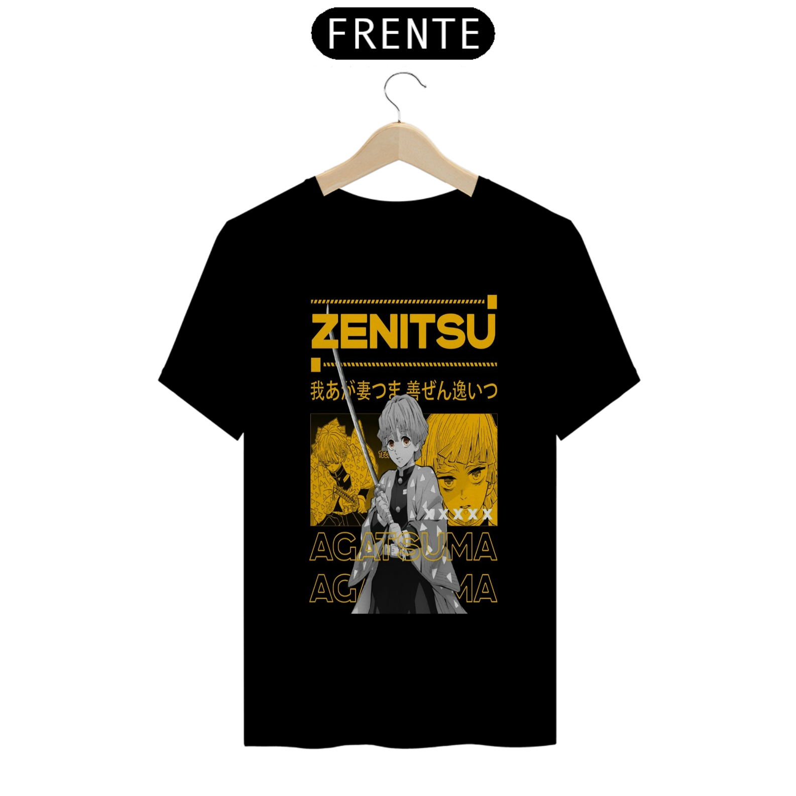 Nome do produto: CAMISETA COLEÇÃO KIMETSU NO YAIBA -  ZENITSU 4ª FORMA PRETA