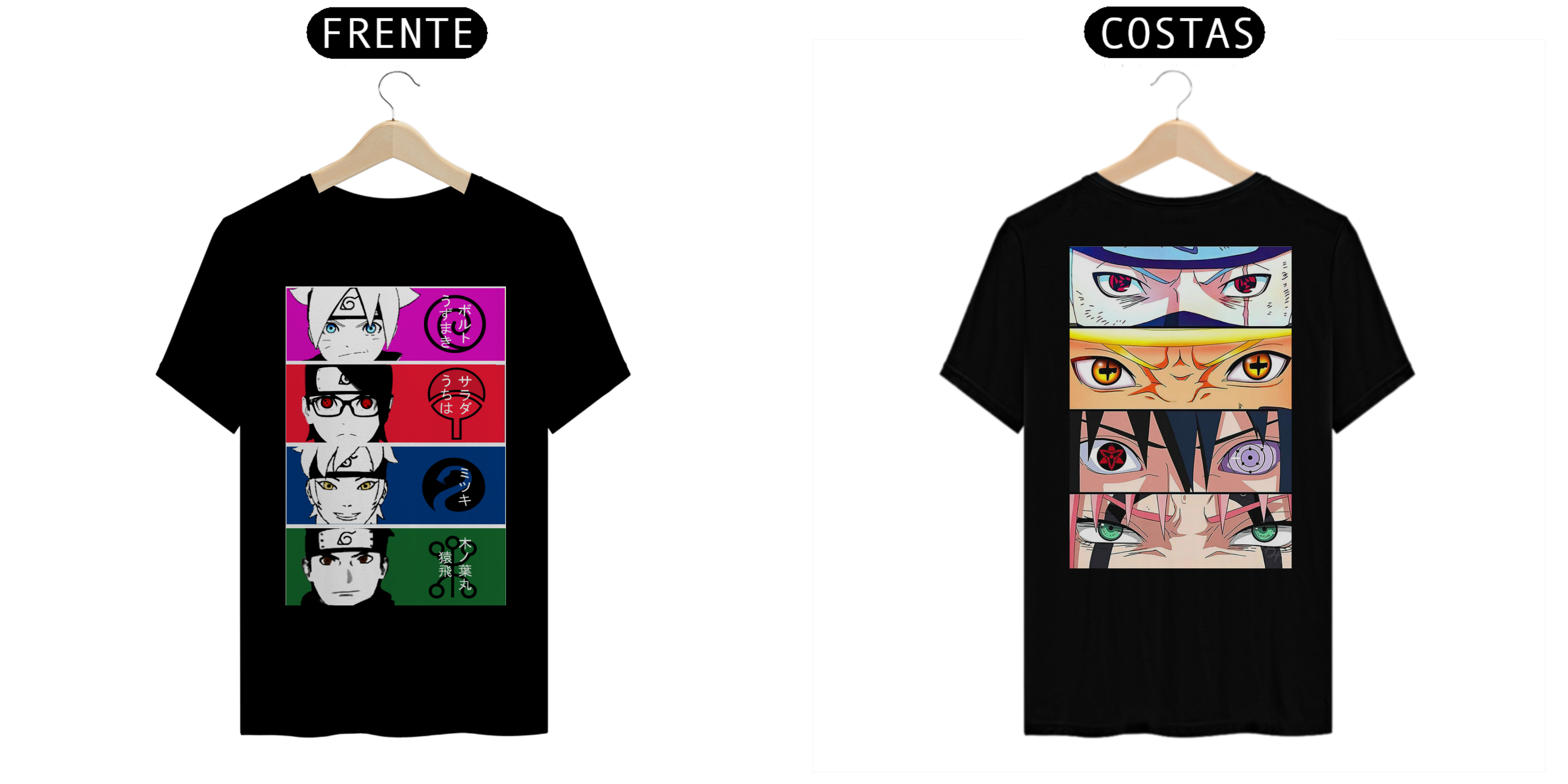 Nome do produto: Coleção Camisetas Animes - Boruto - Naruto - time 7 Konohamaru e Time 7 Kakashi 