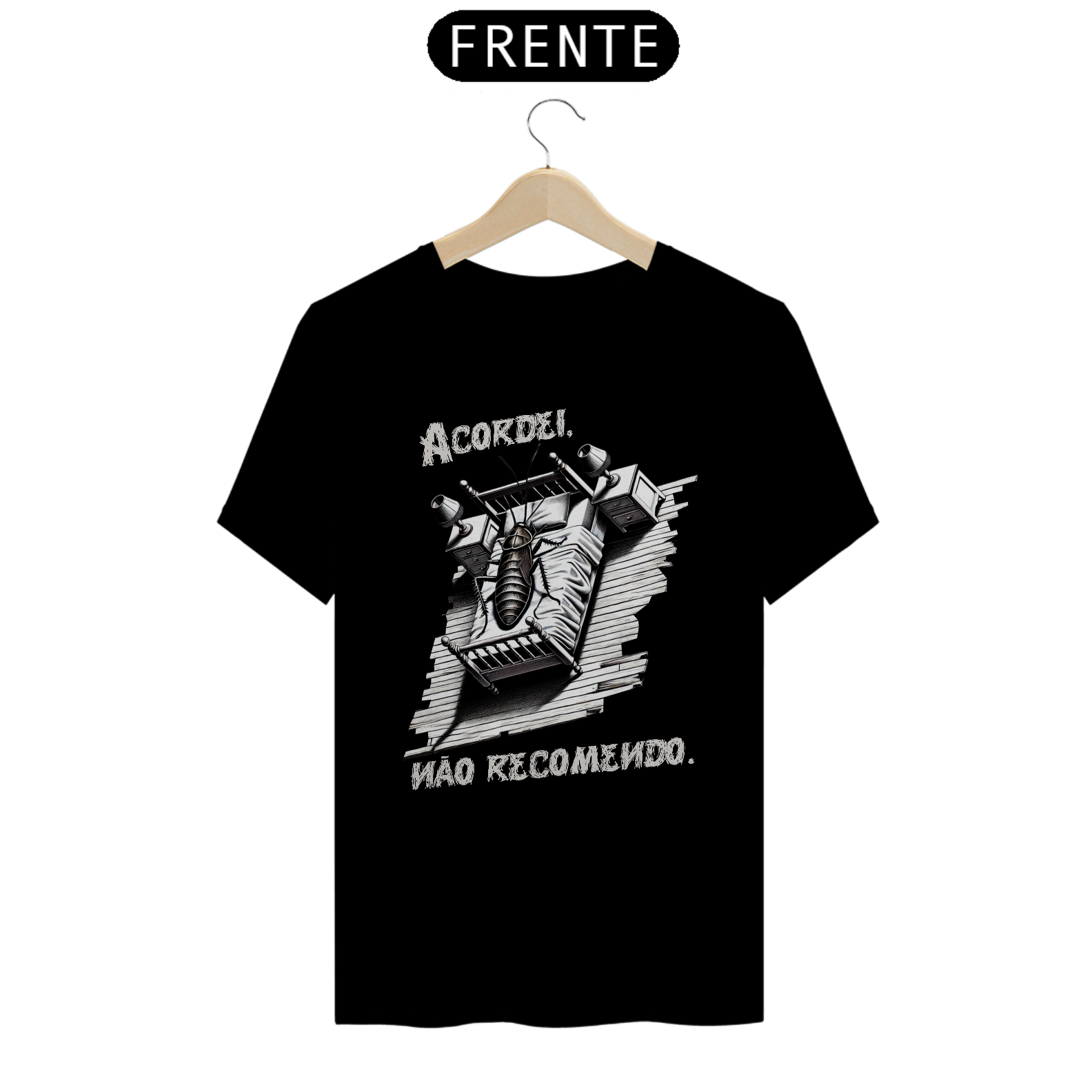 Nome do produto: Camiseta Kafka Acordei, Não Recomendo