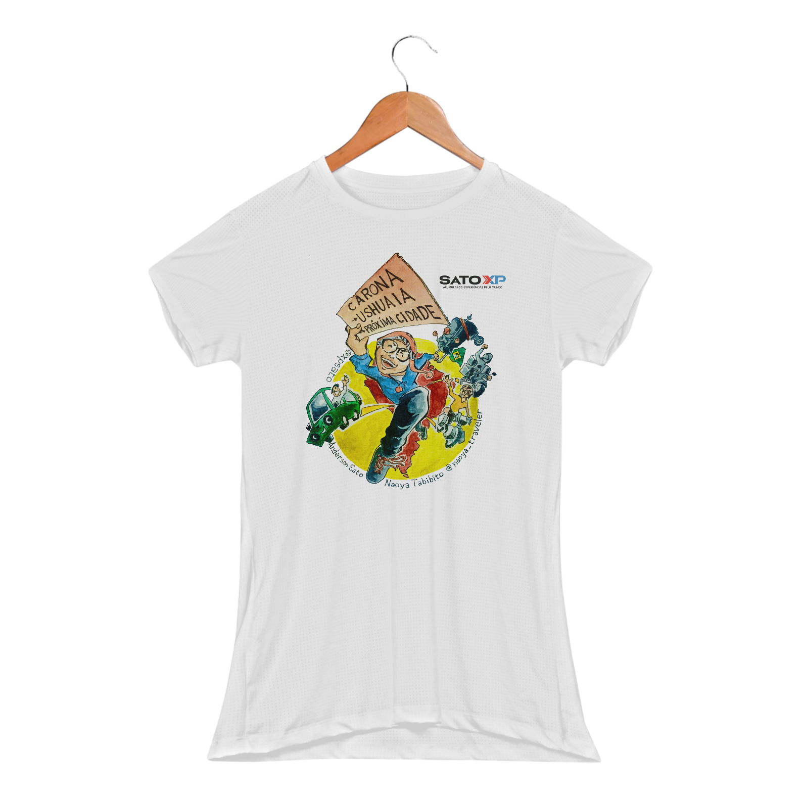 Nome do produto: SatoXP x Naoya – Carona Ushuaia - Camiseta Feminina Baby Long Dry Fit Sport UV