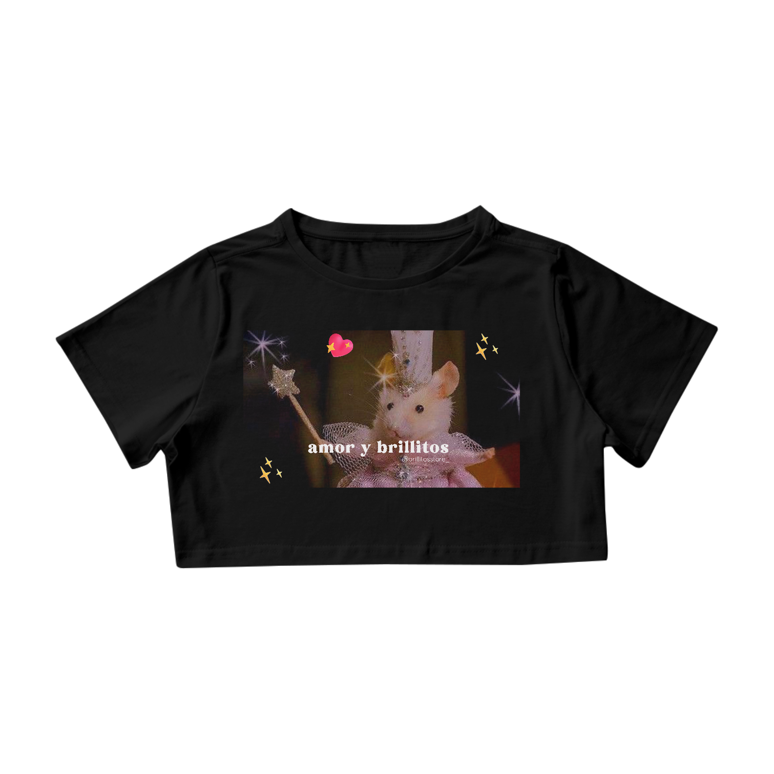 Nome do produto: Cropped - PRETO - Amor y brillitos