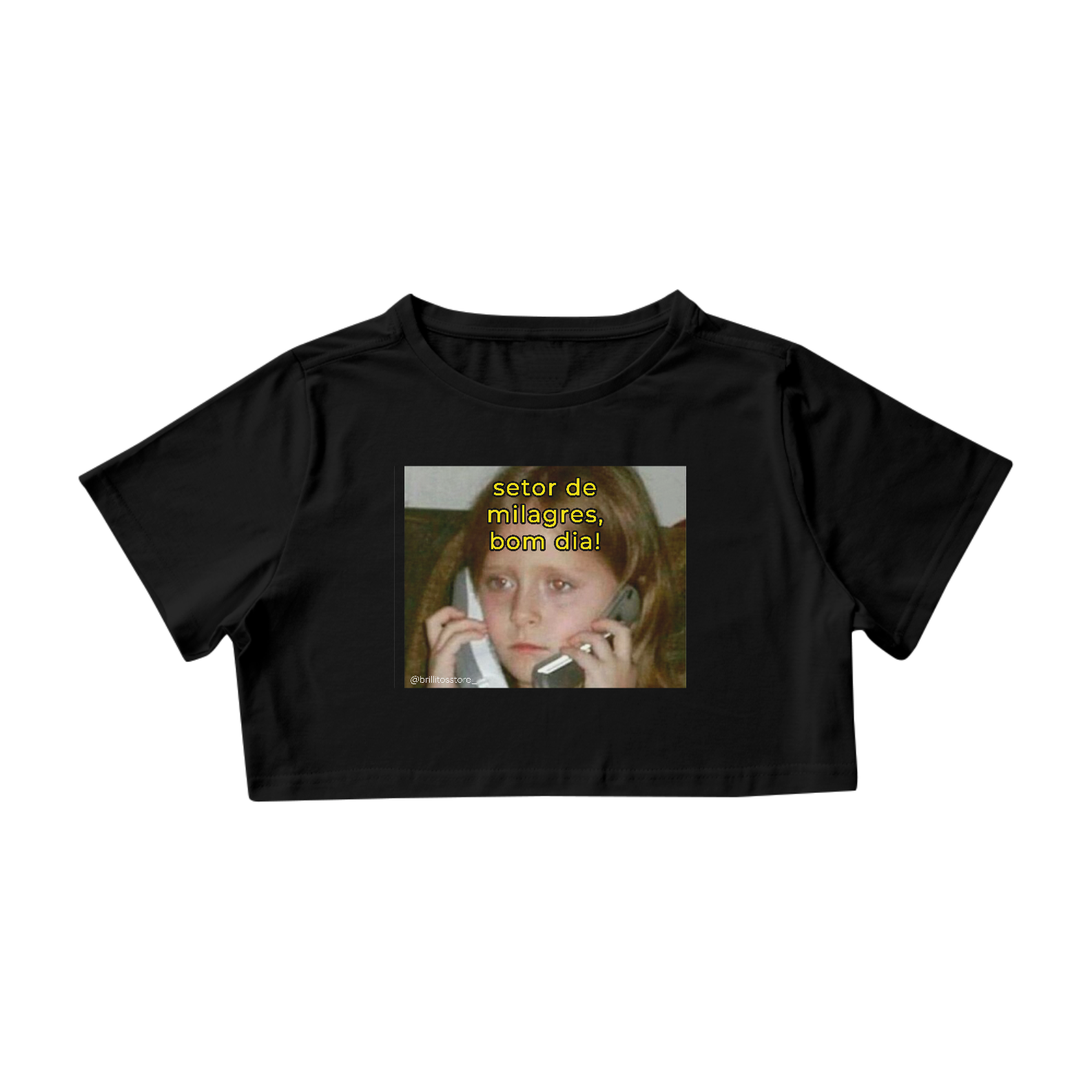 Nome do produto: Cropped - PRETO - Milagres, bom dia