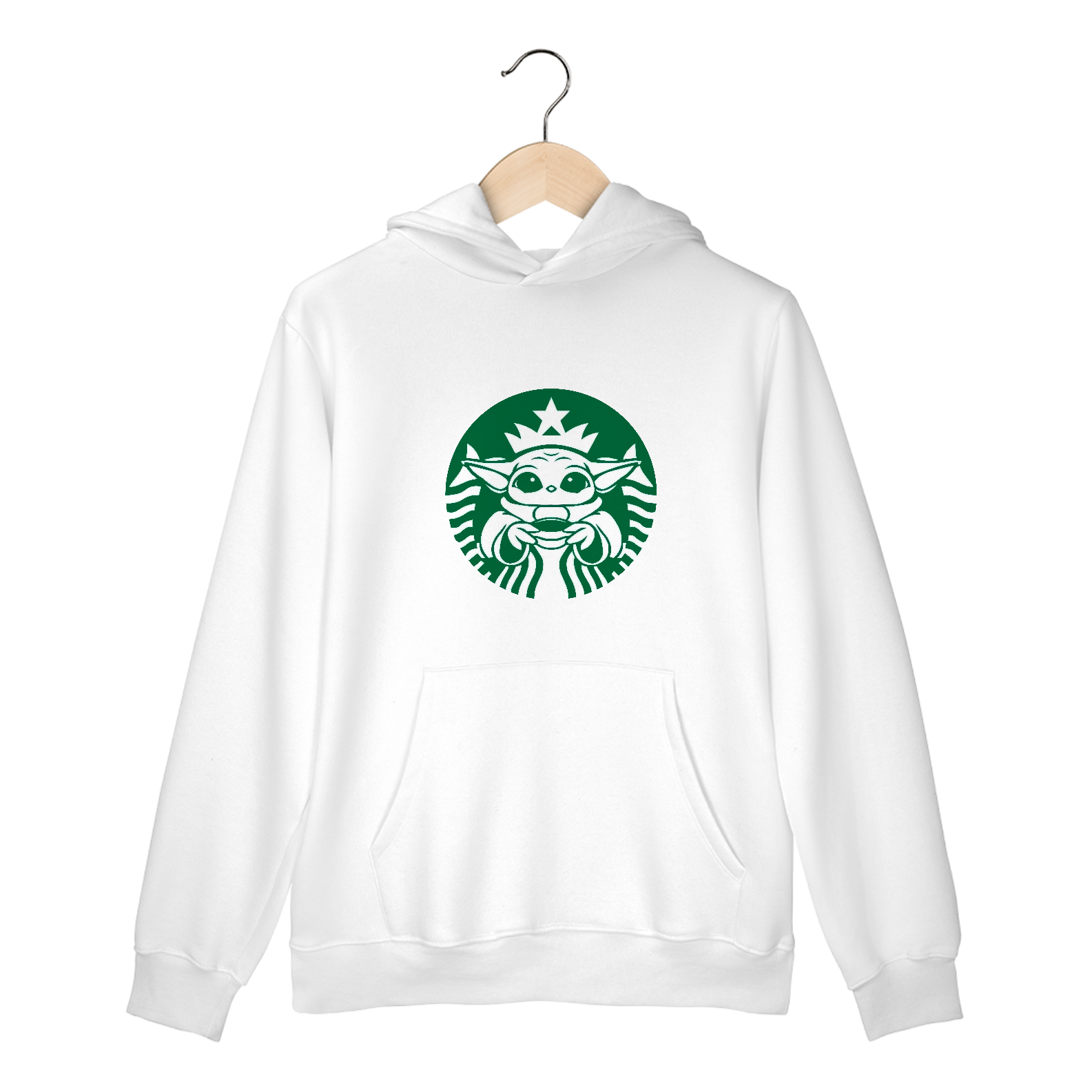Moletom Canguru Starbucks - Bebê Yoda