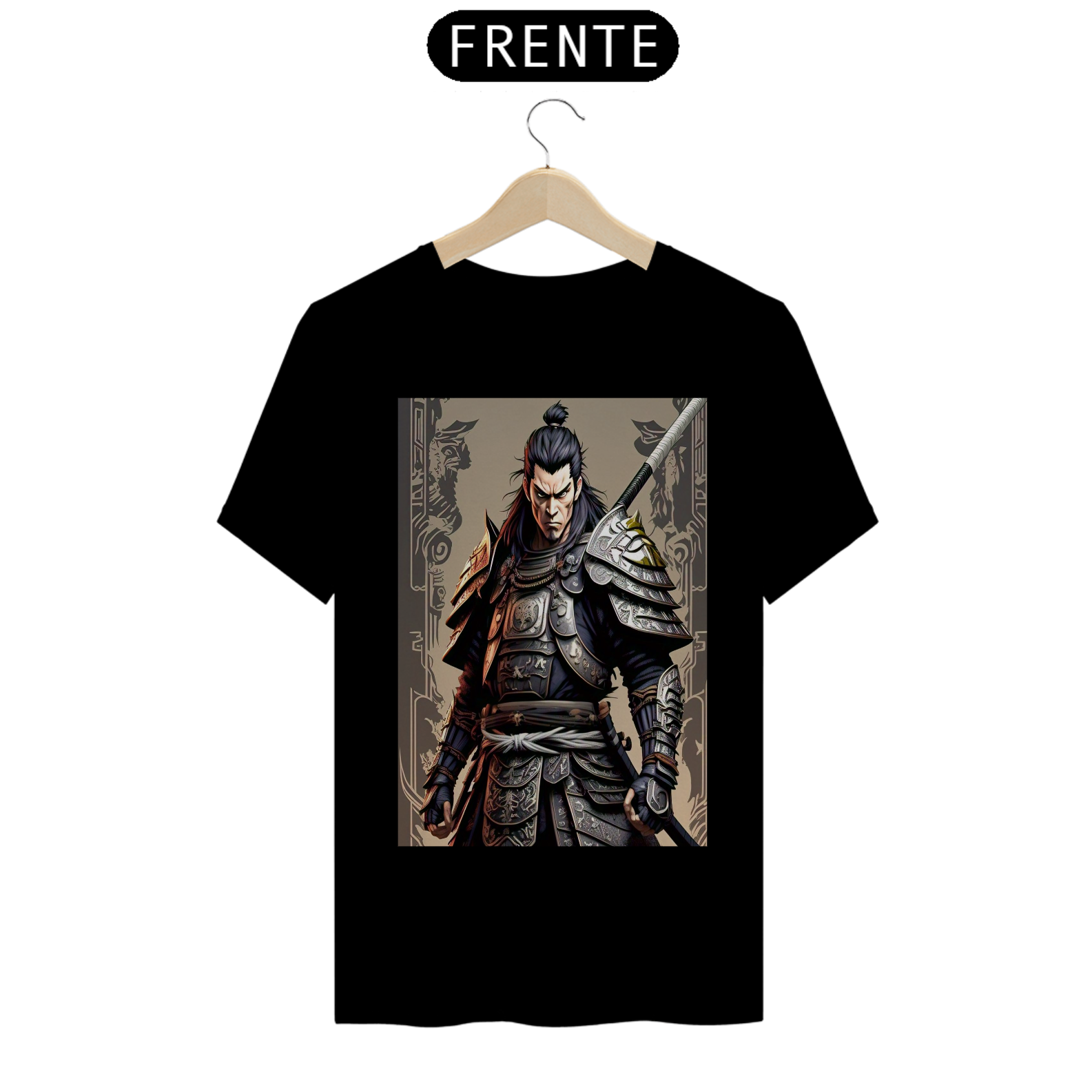 Nome do produto: Camiseta Samurai: Guerreiro do Estilo!  Eleva seu jogo de moda com essa camiseta incrível estampada com um samurai poderoso!  Detalhes:  - Cor: Preto ou Branco  - Material: Algodão de alta qualidade  - Estampa: Samurai em arte marcial  - Estilo: Casu