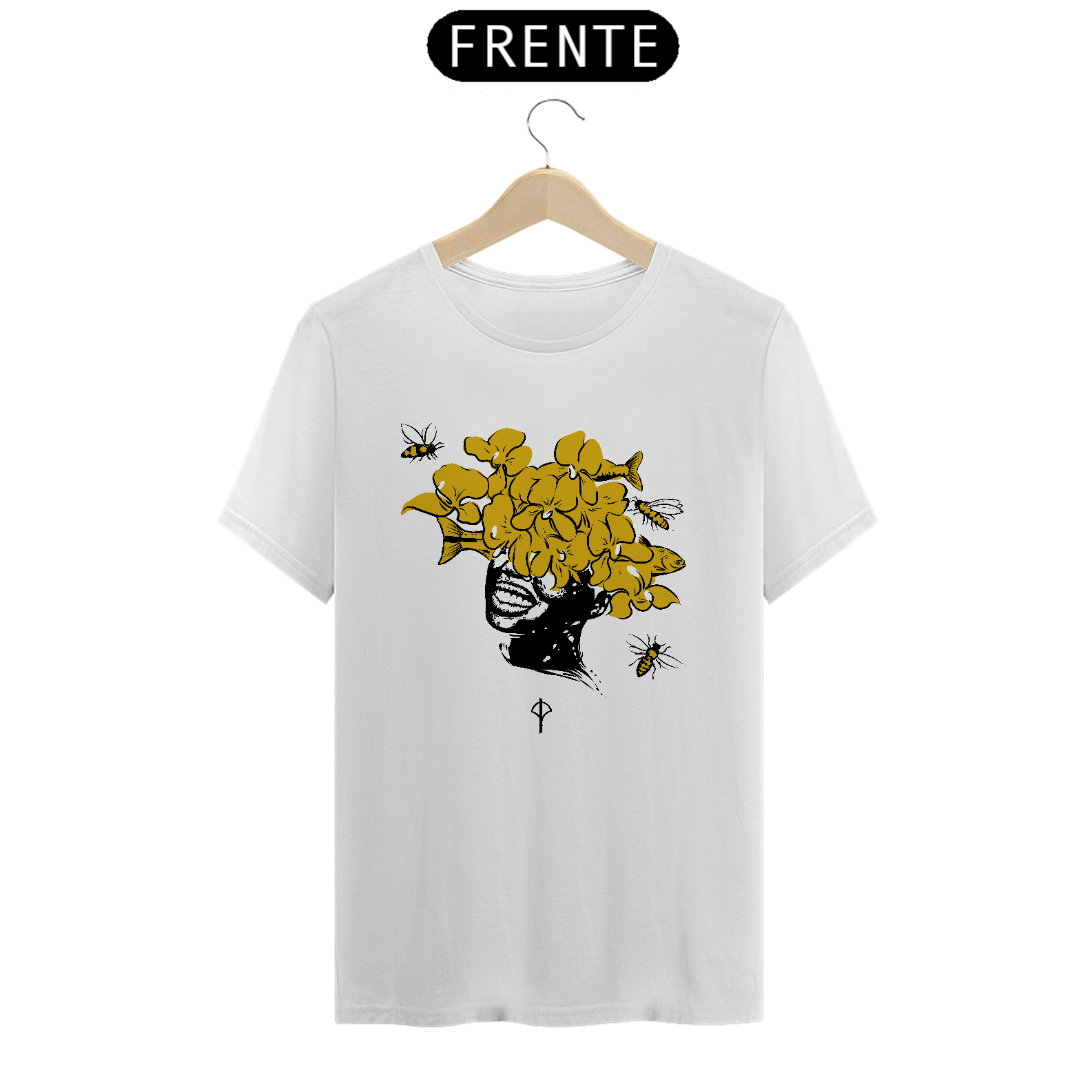 Nome do produto: Camisa Oxum Lírios Amarelos Quality Corte Masculino