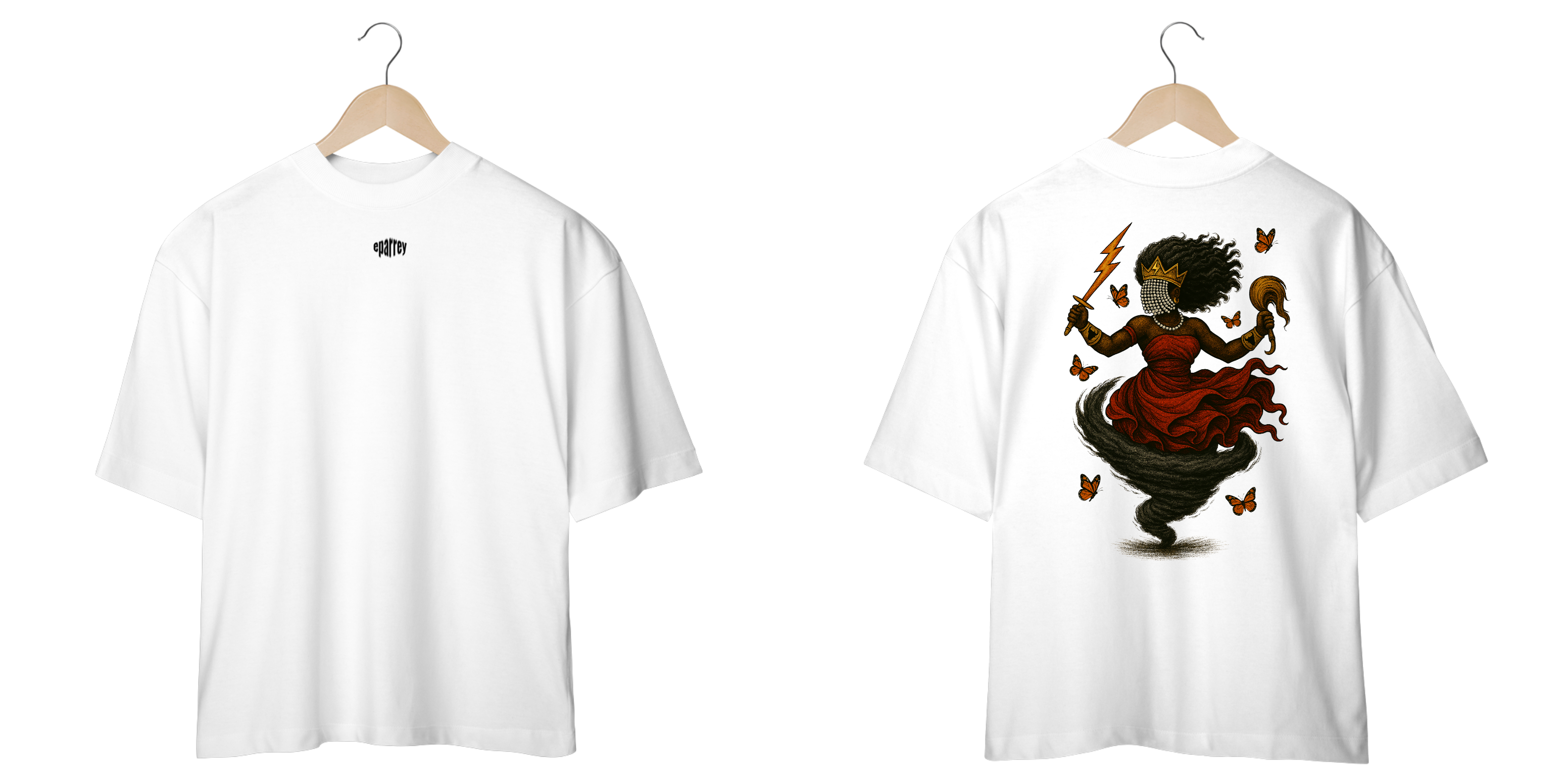 Nome do produto: Camiseta Oversized Iansã (branco e off white)