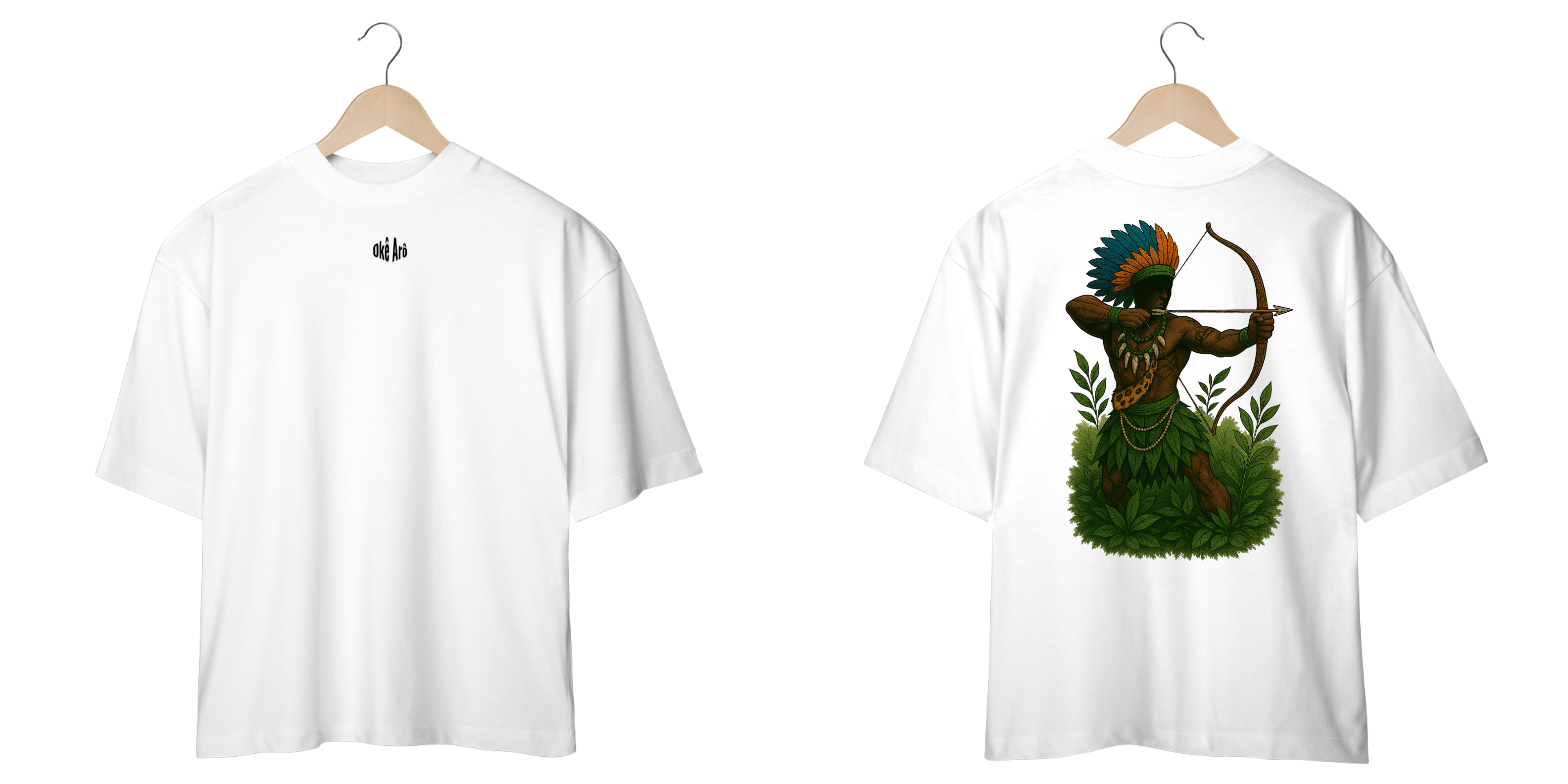 Nome do produto: Camiseta Oversized Oxóssi (branco e off white)